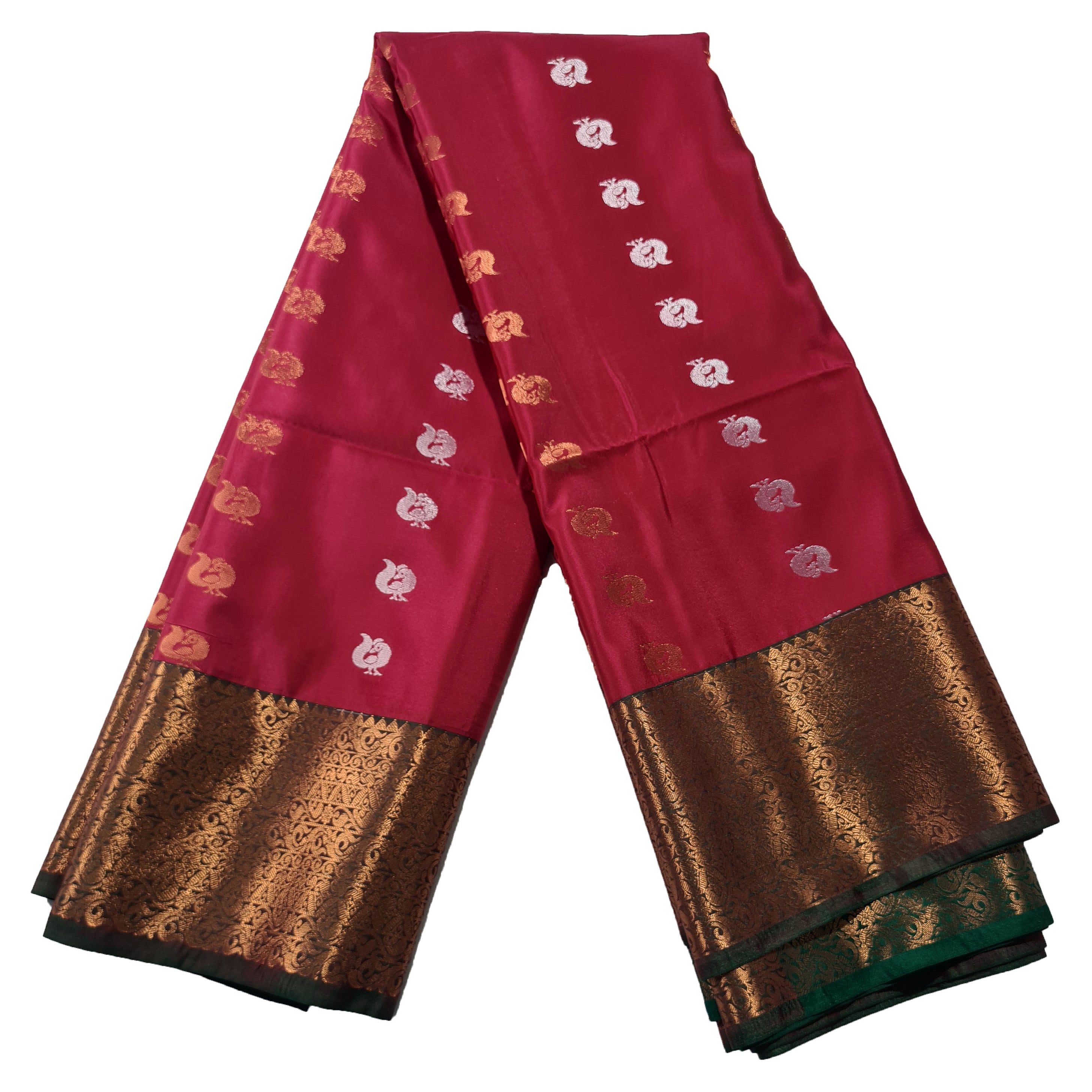 Kanchi Vegan Silk Saree With Contrast Blouse and Rich Jari Pallu