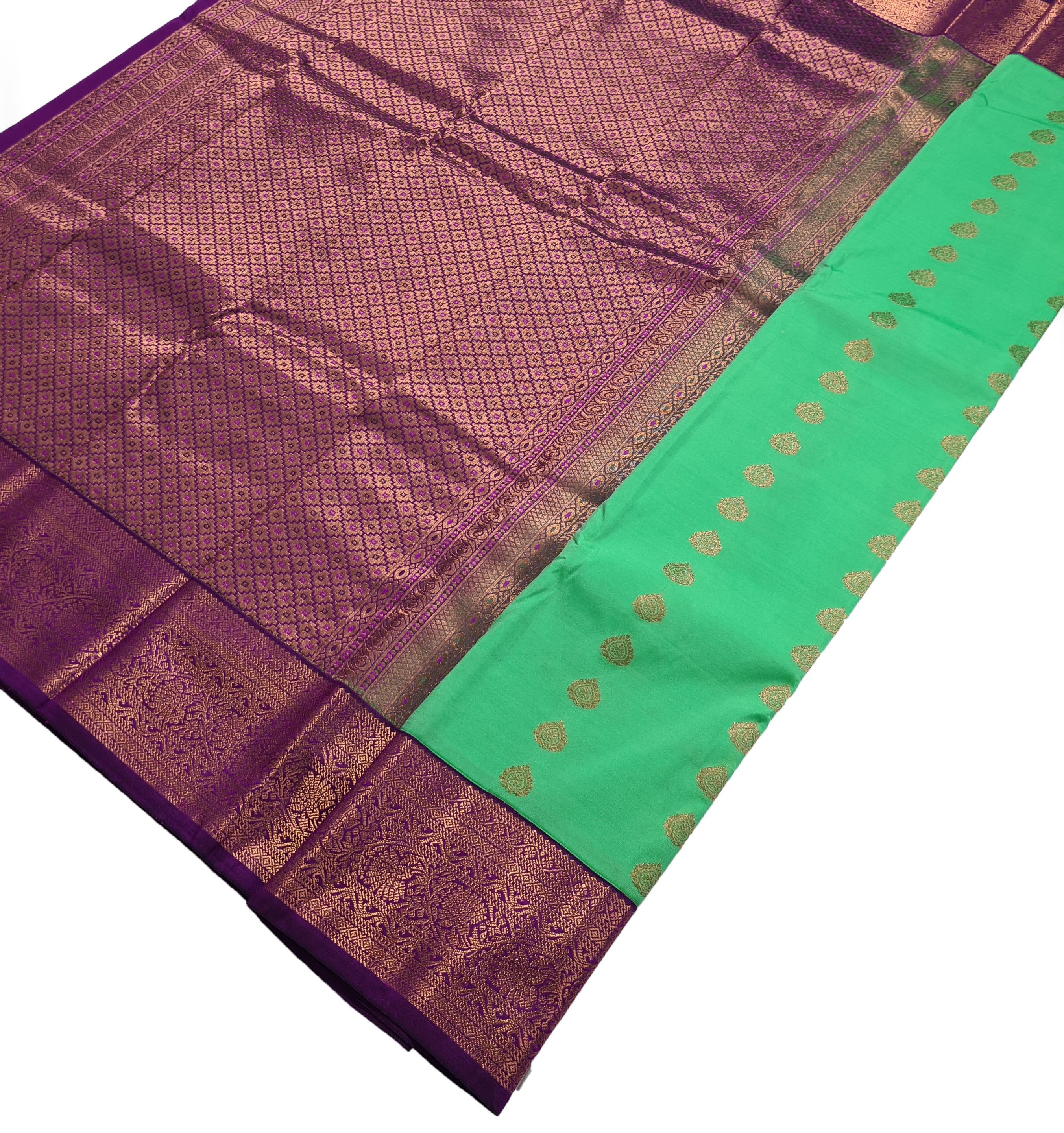 Kanchi Vegan Silk Saree With Contrast Blouse and Rich Jari Pallu