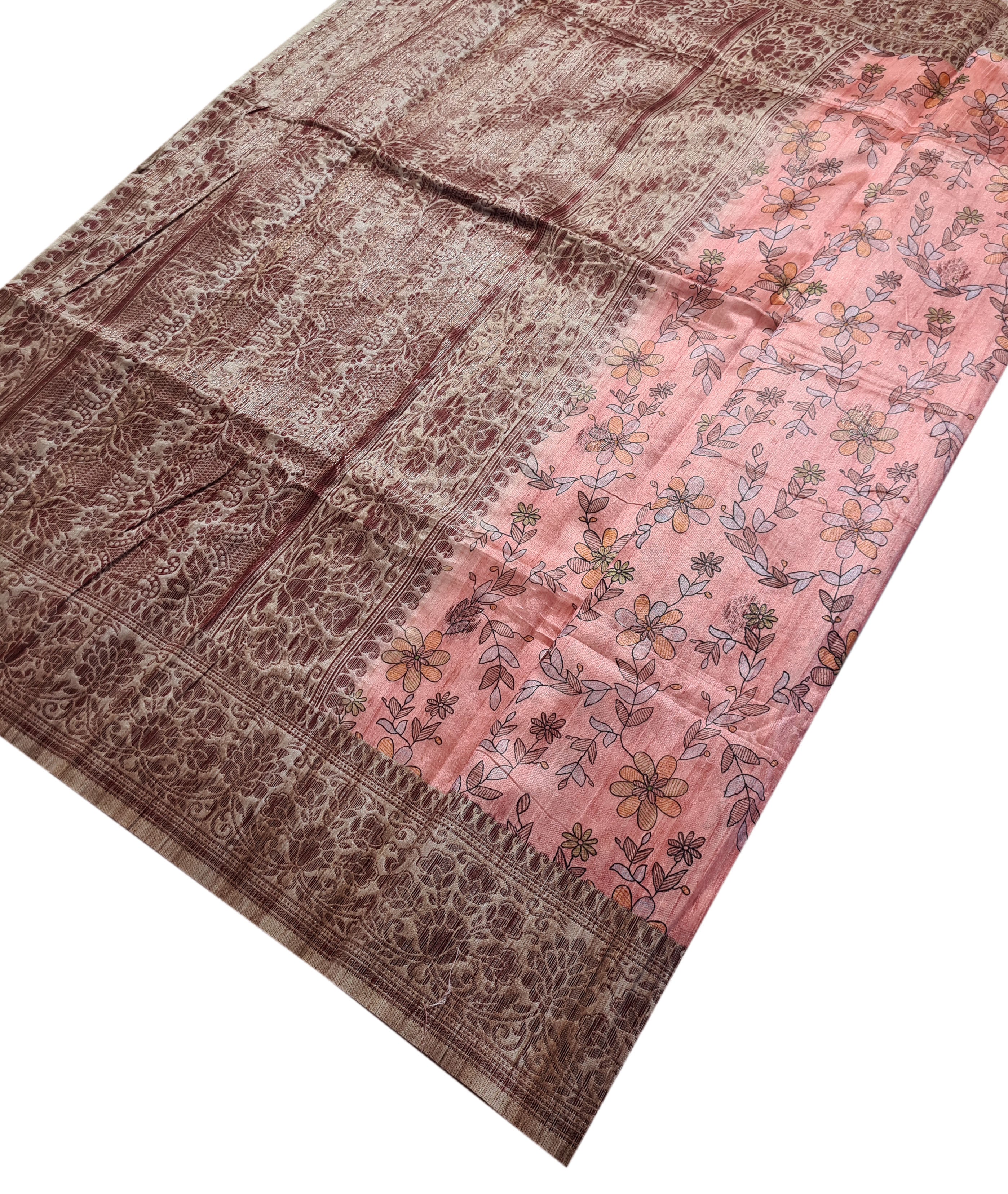 Semi Tussar Antic Design Sarees