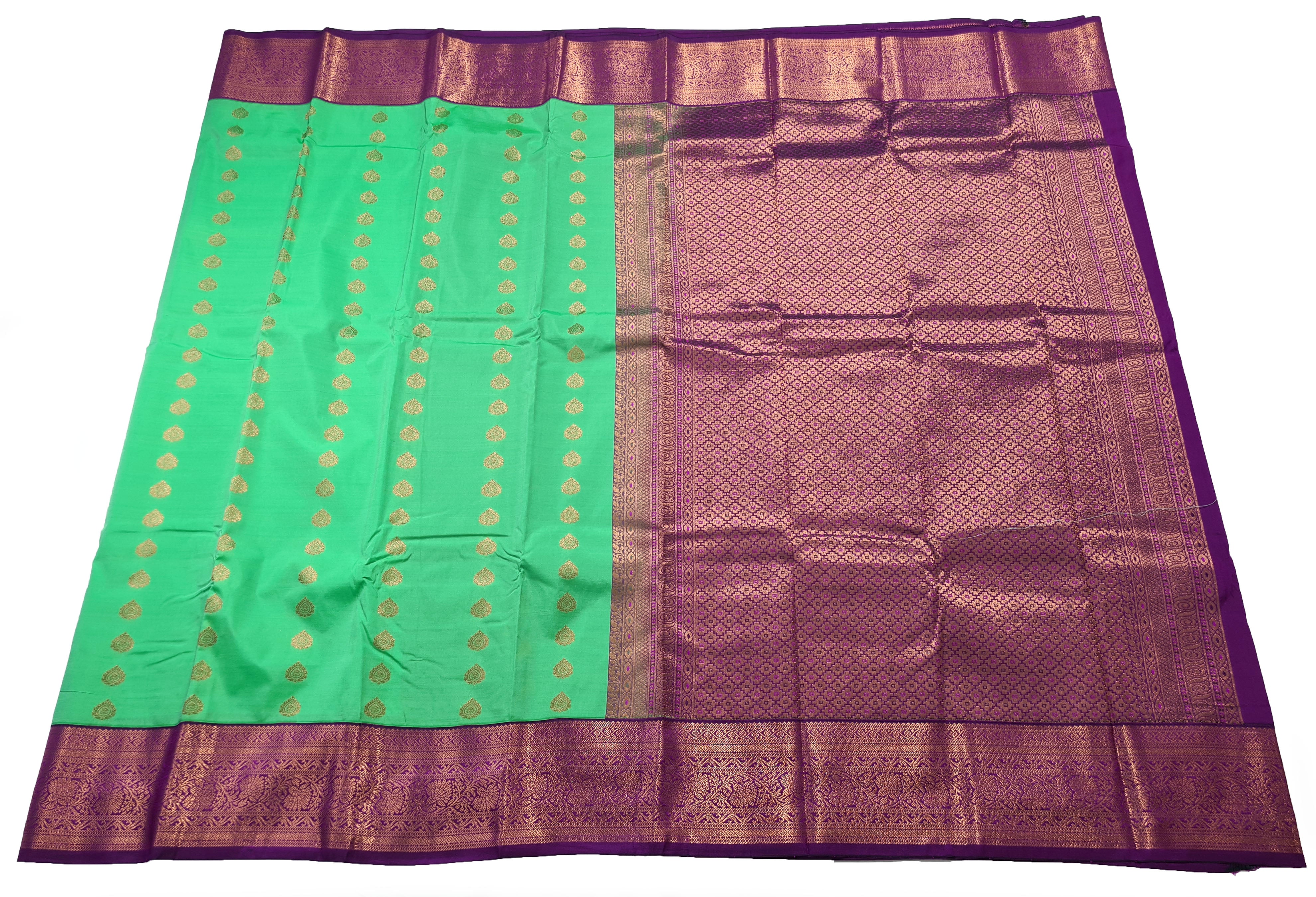 Kanchi Vegan Silk Saree With Contrast Blouse and Rich Jari Pallu