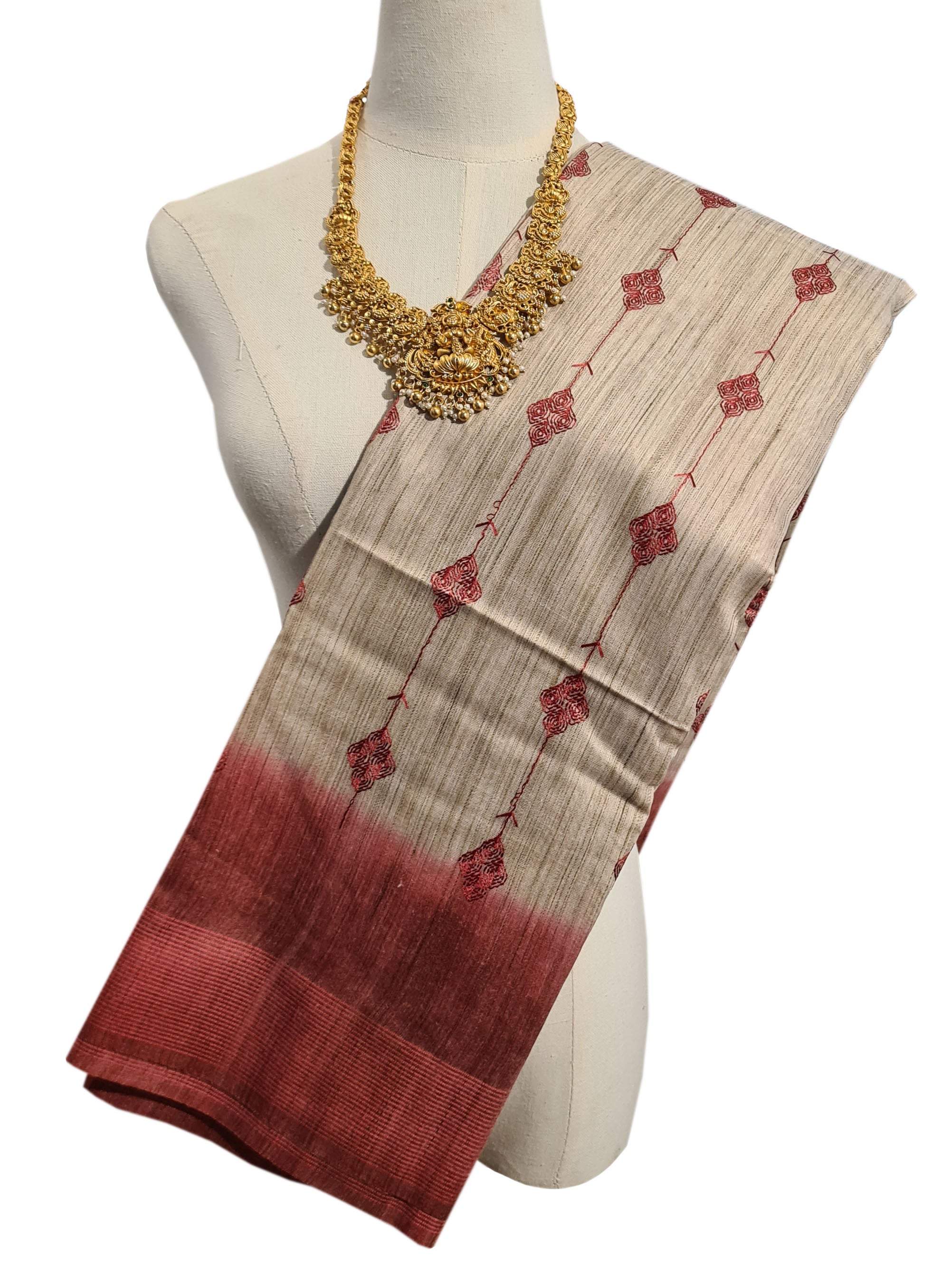 Semi Tussar Antic Design Sarees