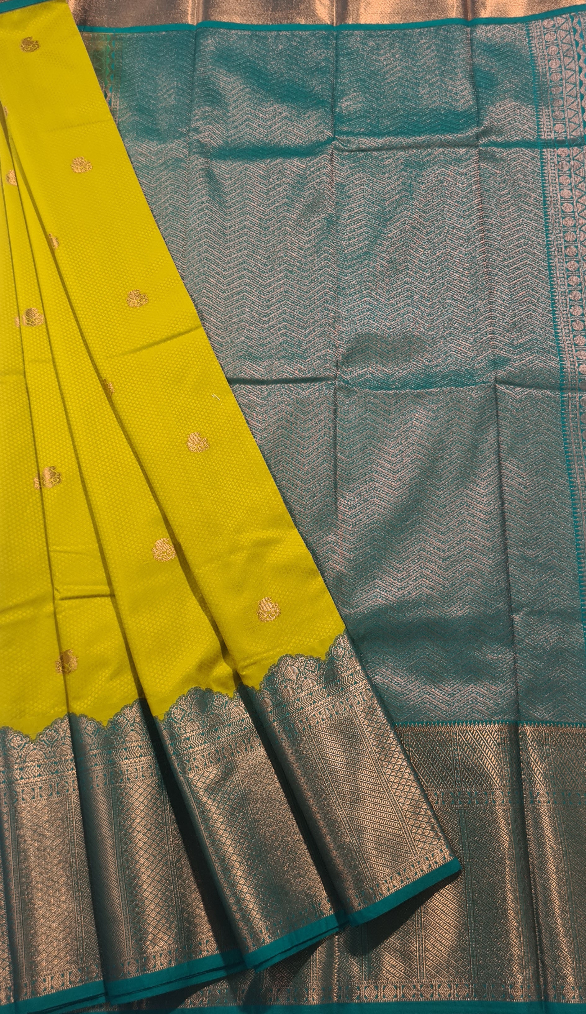Kanchi Vegan Silk Saree With Contrast Blouse and Rich Jari Pallu