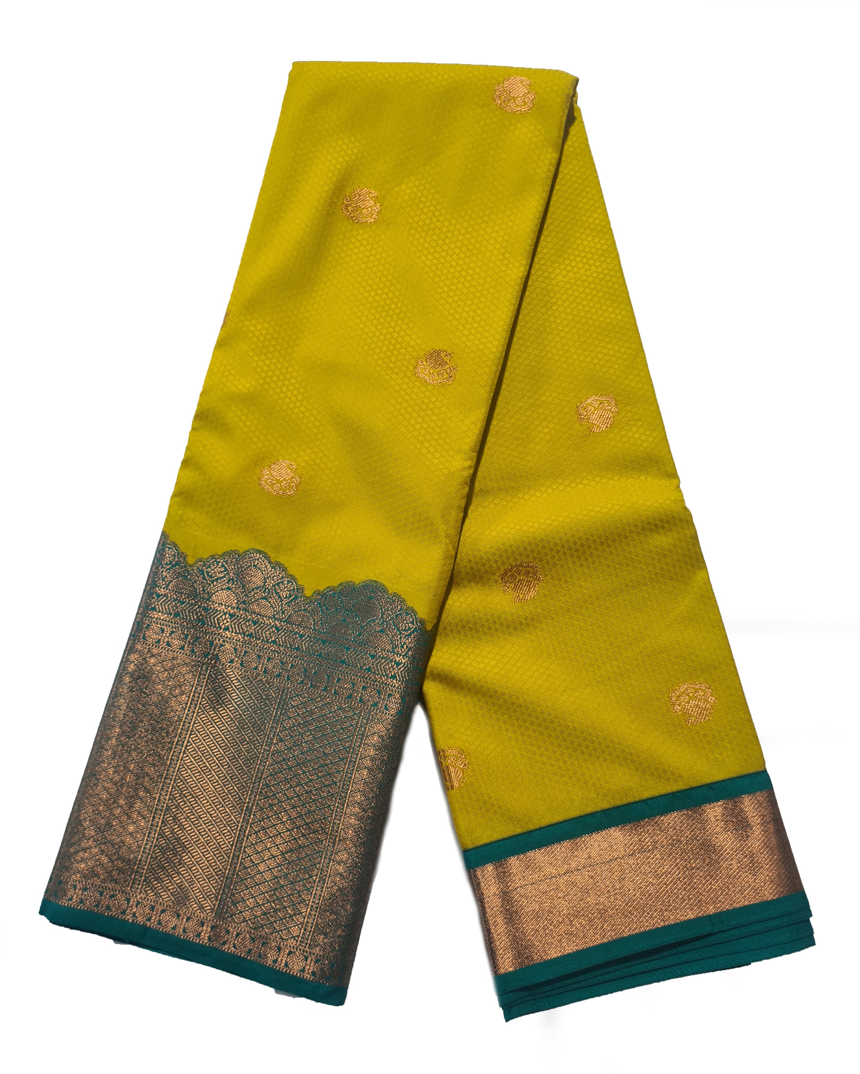 Kanchi Vegan Silk Saree With Contrast Blouse and Rich Jari Pallu