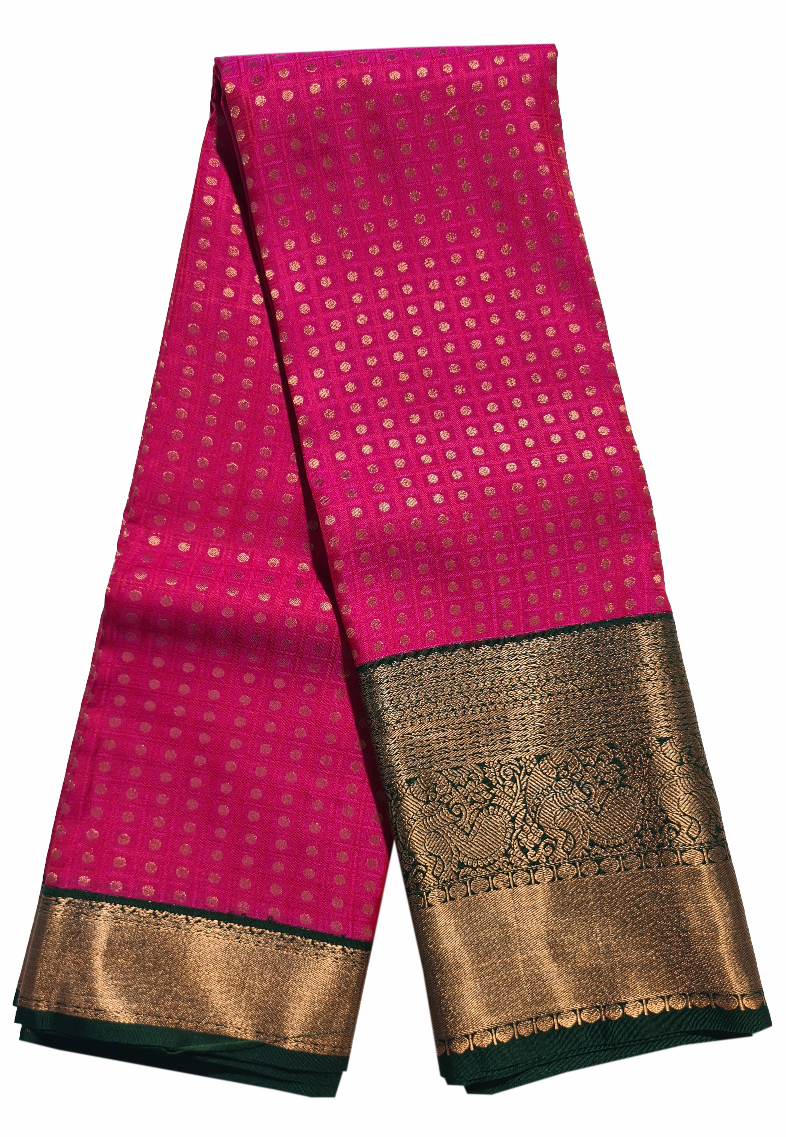 Kanchi Vegan Silk Saree With Contrast Blouse and Rich Jari Pallu