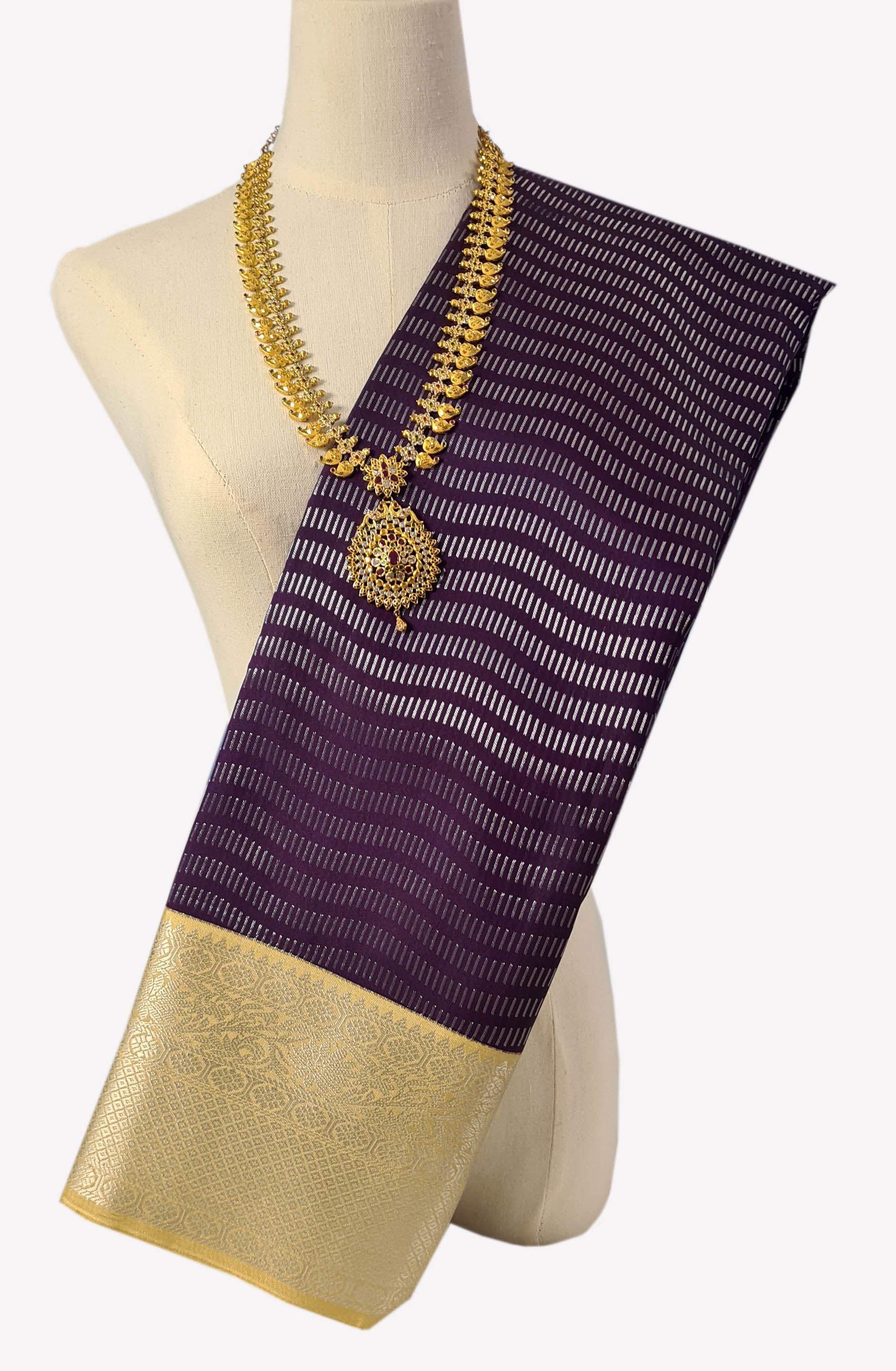 Kanchi Vegan Silk Saree With Contrast Blouse and Rich Jari Pallu