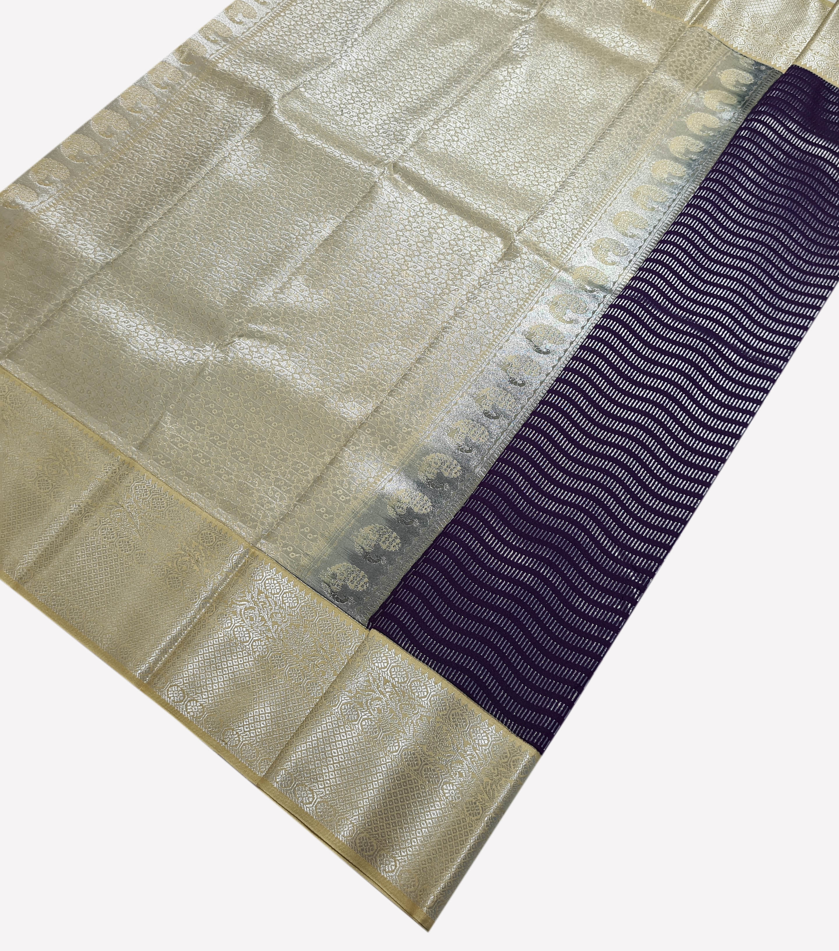 Kanchi Vegan Silk Saree With Contrast Blouse and Rich Jari Pallu
