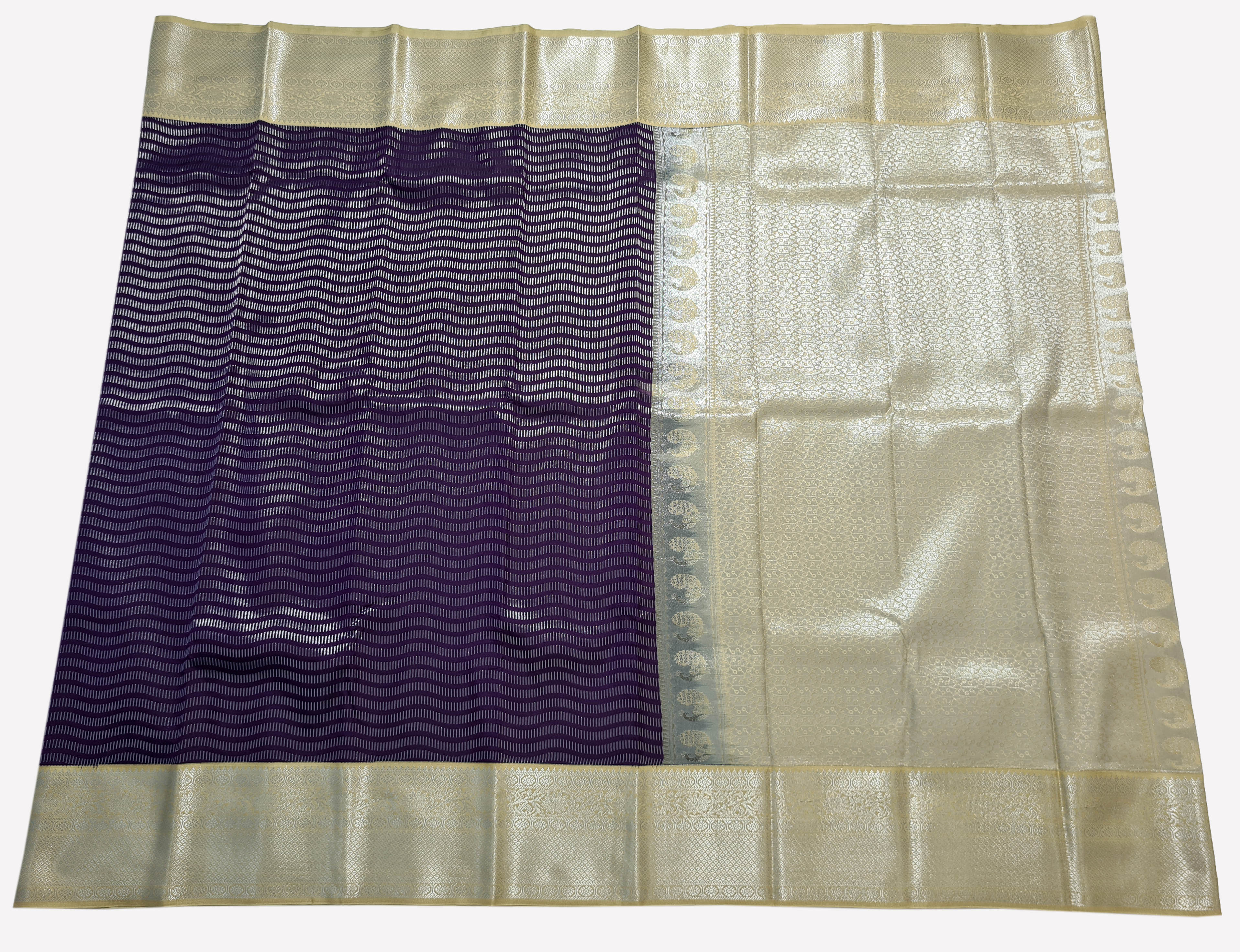 Kanchi Vegan Silk Saree With Contrast Blouse and Rich Jari Pallu