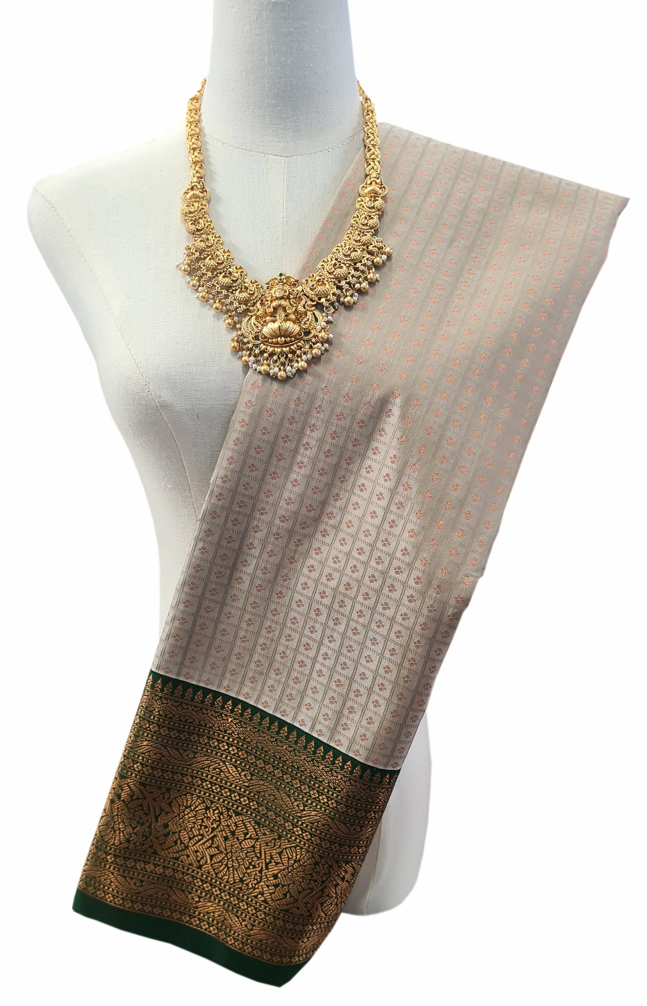 Kanchi Vegan Silk Saree With Contrast Blouse and Rich Jari Pallu