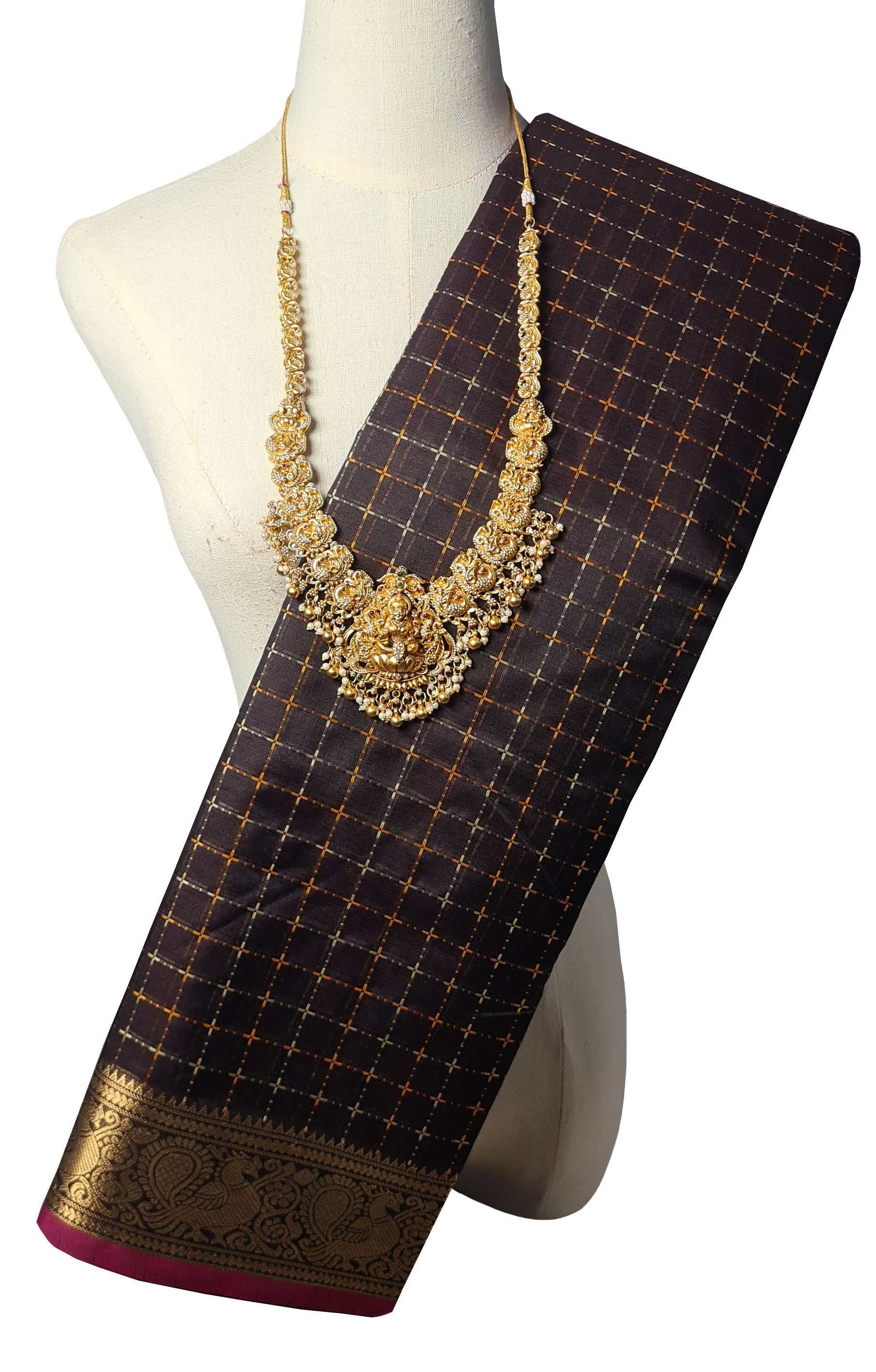 Cofee brown Kanchipuram Pure Silk Cotton Saree