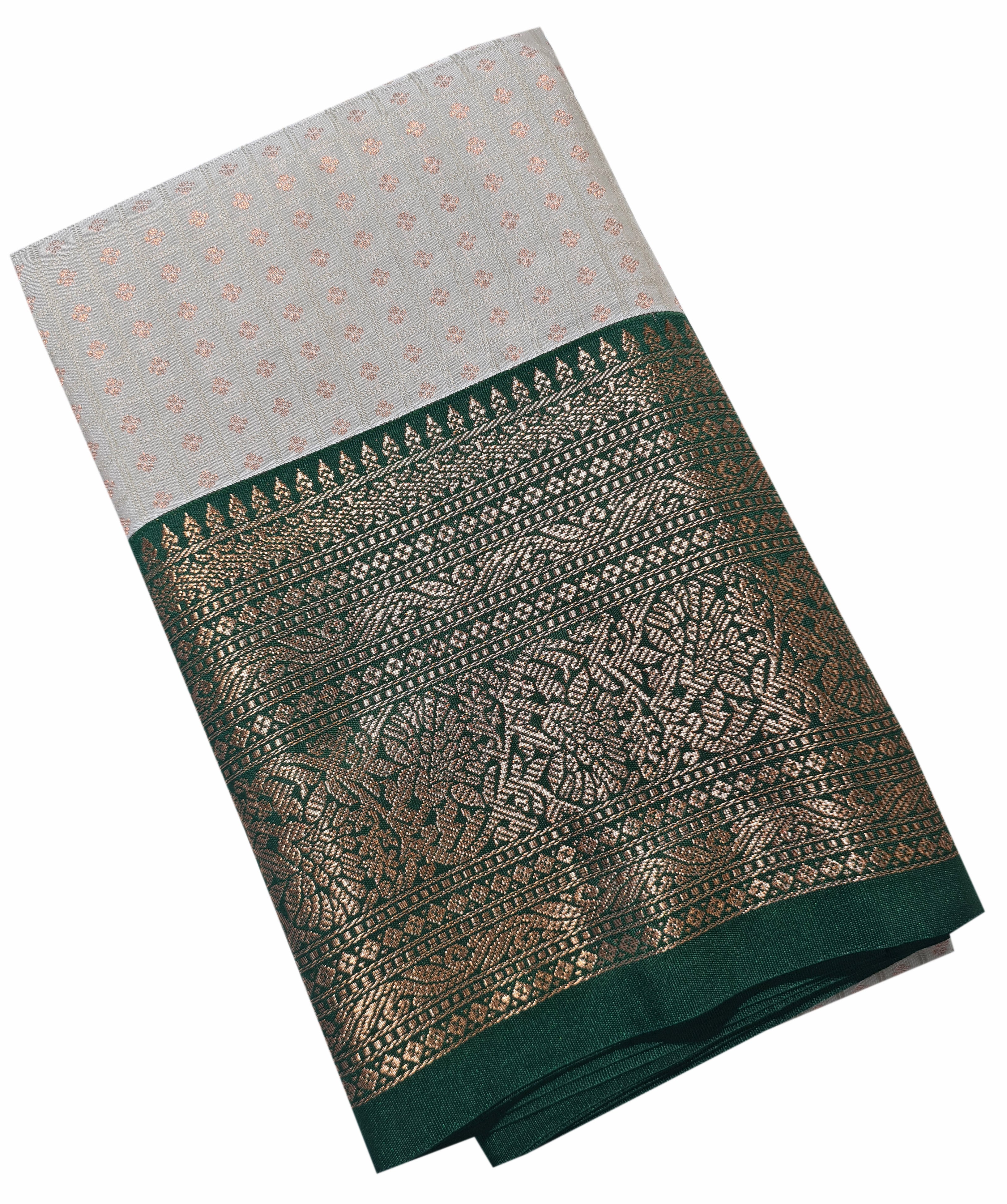 Kanchi Vegan Silk Saree With Contrast Blouse and Rich Jari Pallu