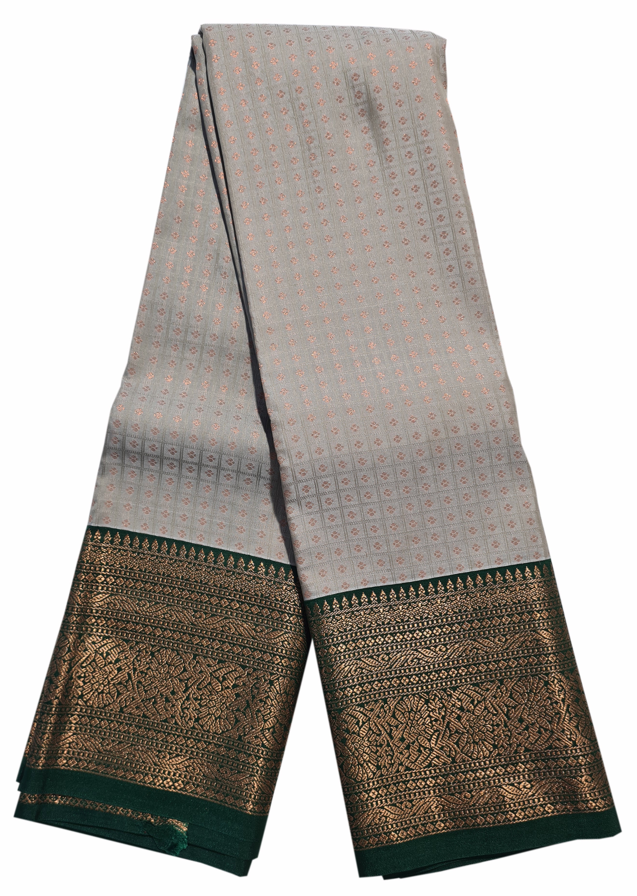 Kanchi Vegan Silk Saree With Contrast Blouse and Rich Jari Pallu