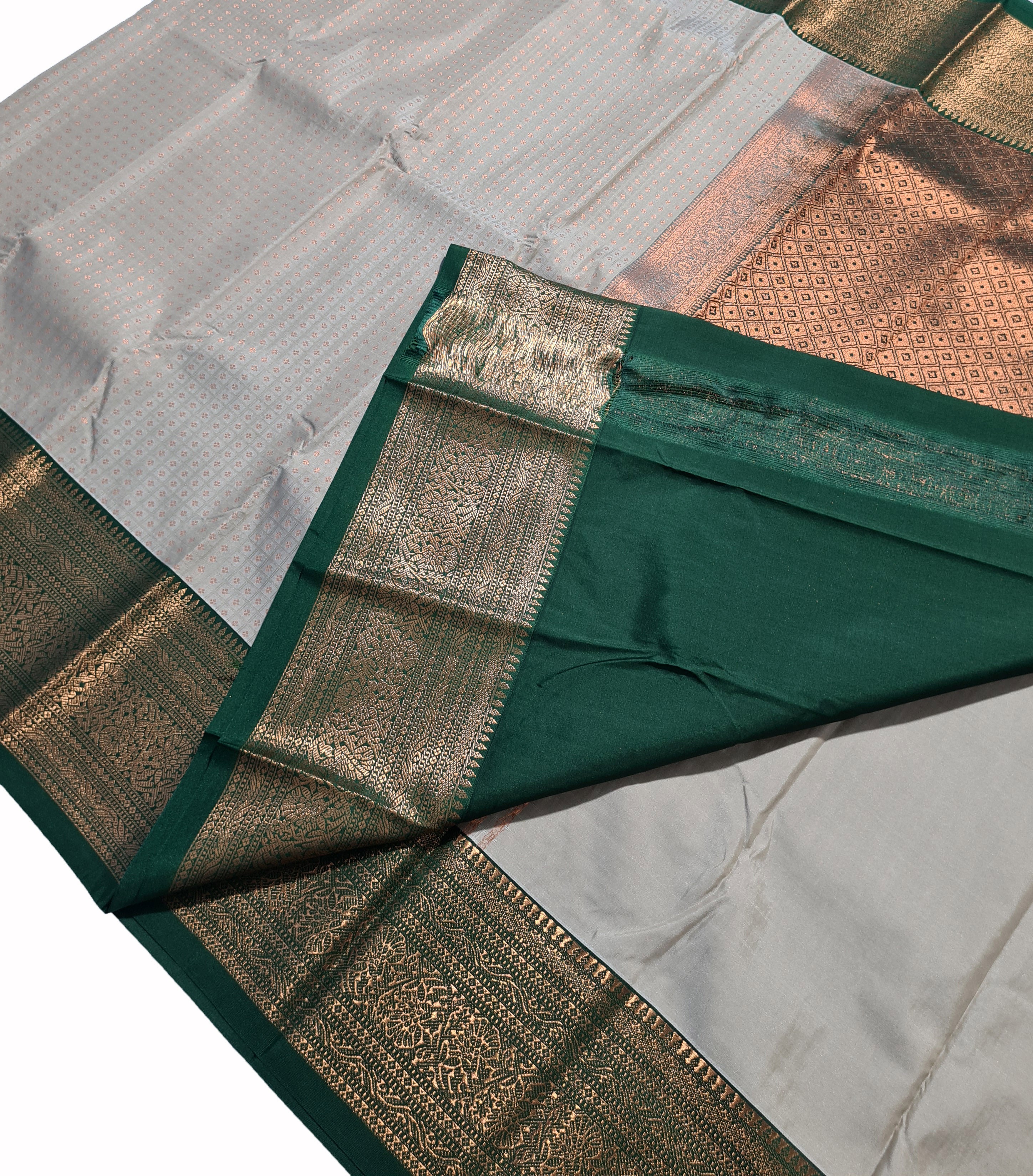 Kanchi Vegan Silk Saree With Contrast Blouse and Rich Jari Pallu