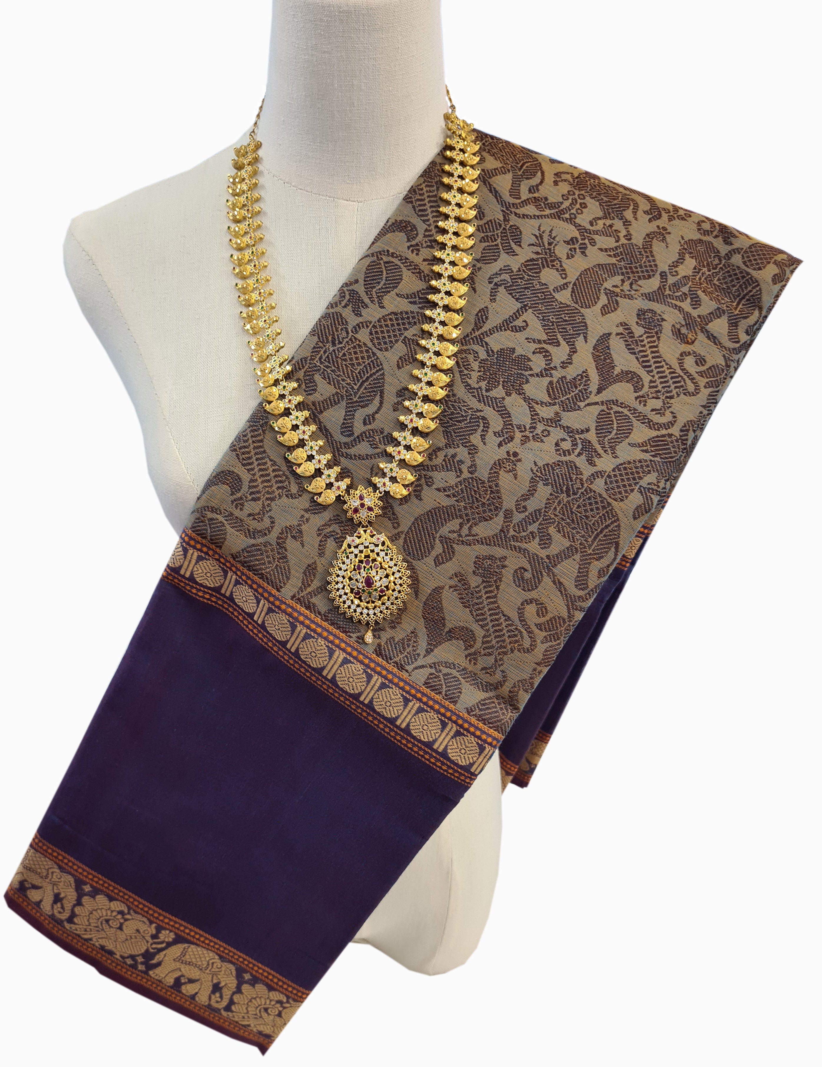 Kanchipuram Cotton Saree With Blouse
