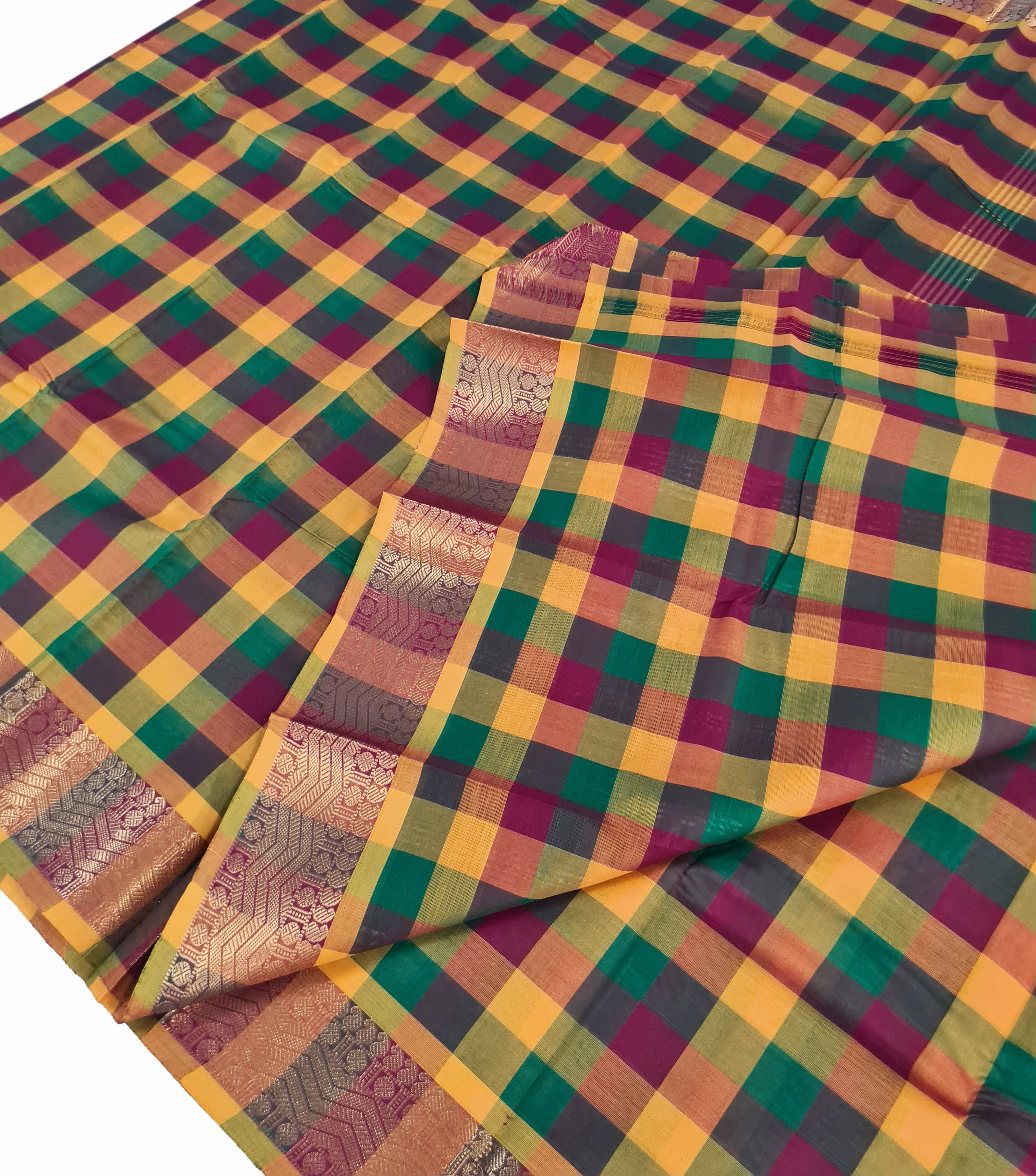 Kanchipuram Cotton Saree With Blouse