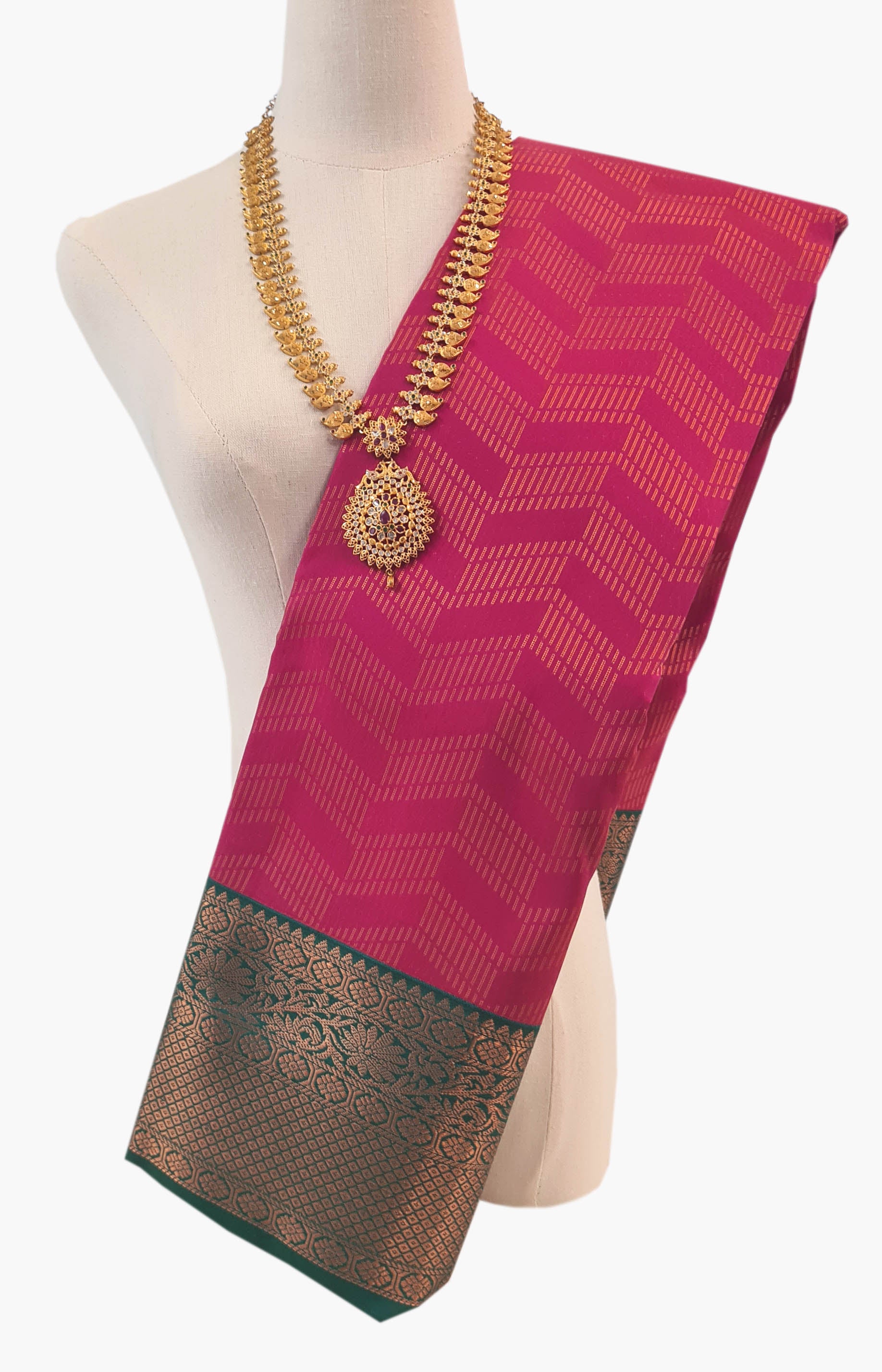 Kanchi Vegan Silk Saree With Contrast Blouse and Rich Jari Pallu