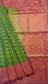 Kanchi Vegan Silk Saree With Contrast Blouse and Rich Jari Pallu