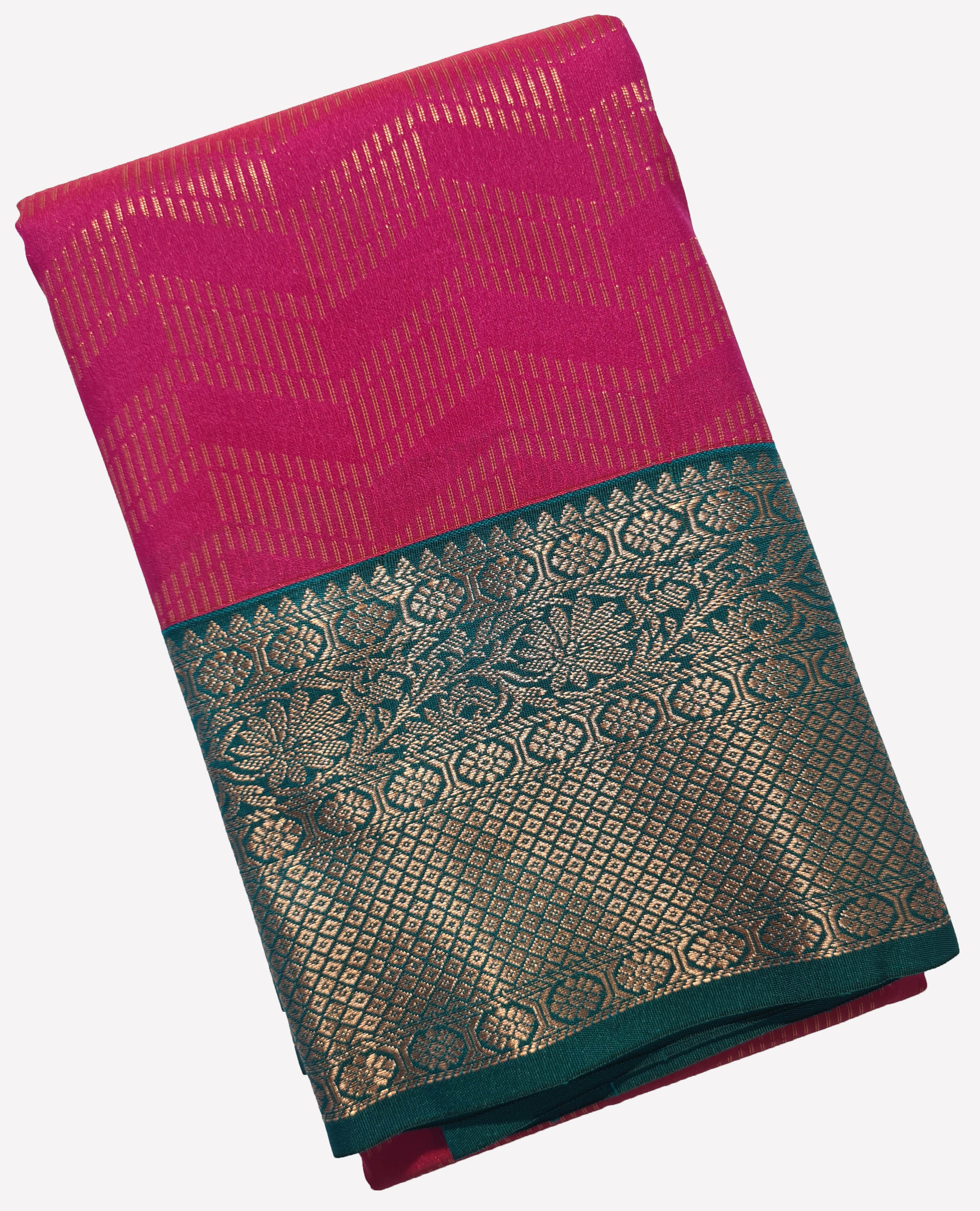 Kanchi Vegan Silk Saree With Contrast Blouse and Rich Jari Pallu
