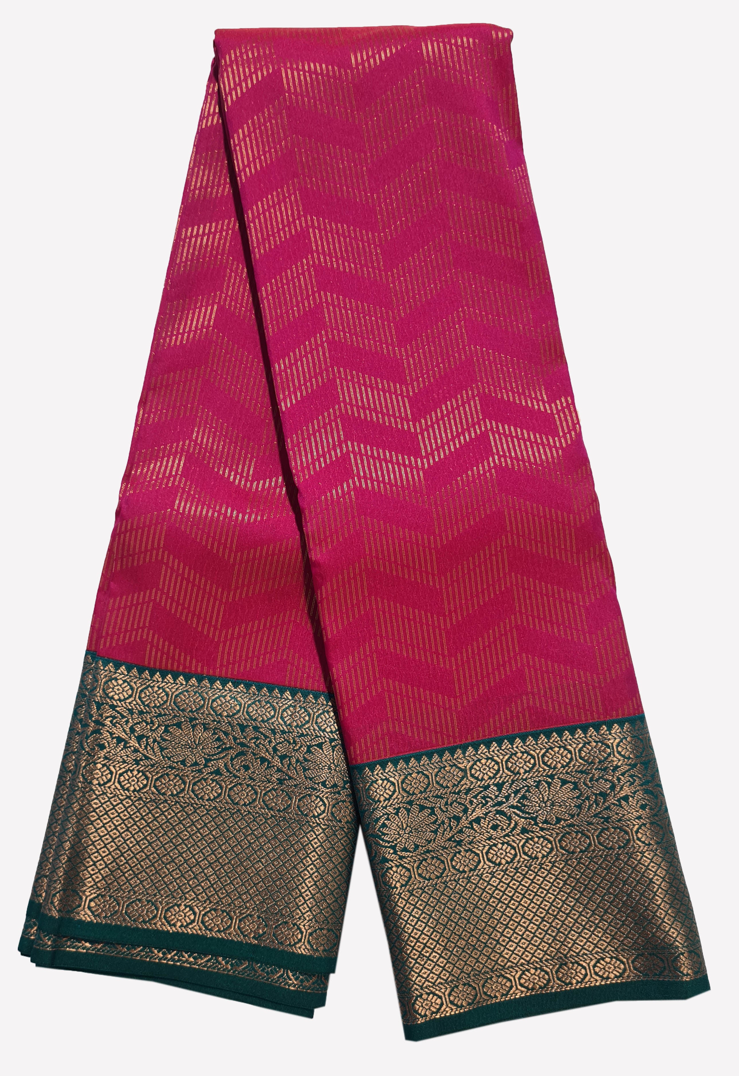 Kanchi Vegan Silk Saree With Contrast Blouse and Rich Jari Pallu