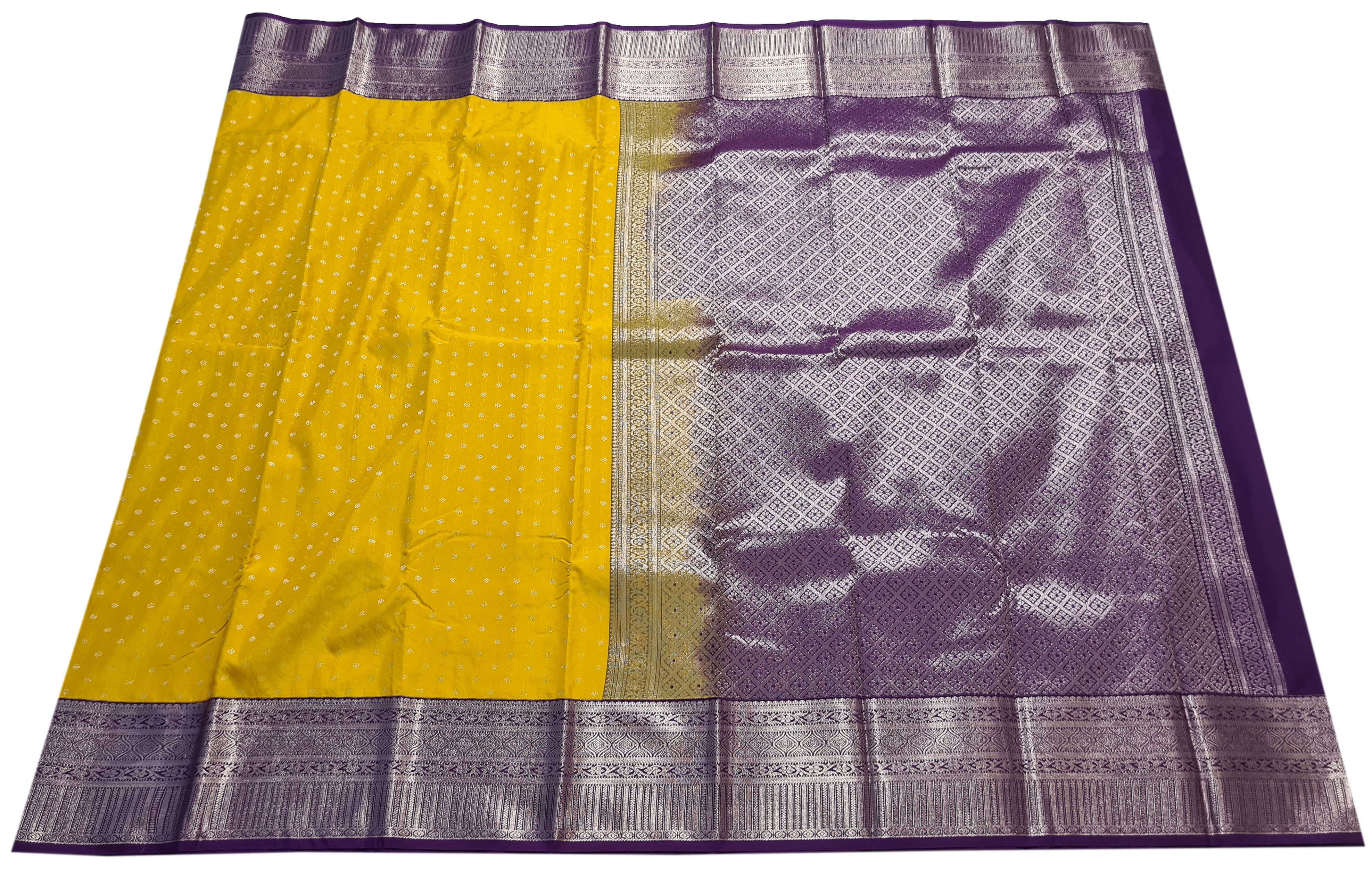 Kanchi Vegan Silk Saree With Contrast Blouse and Rich Jari Pallu