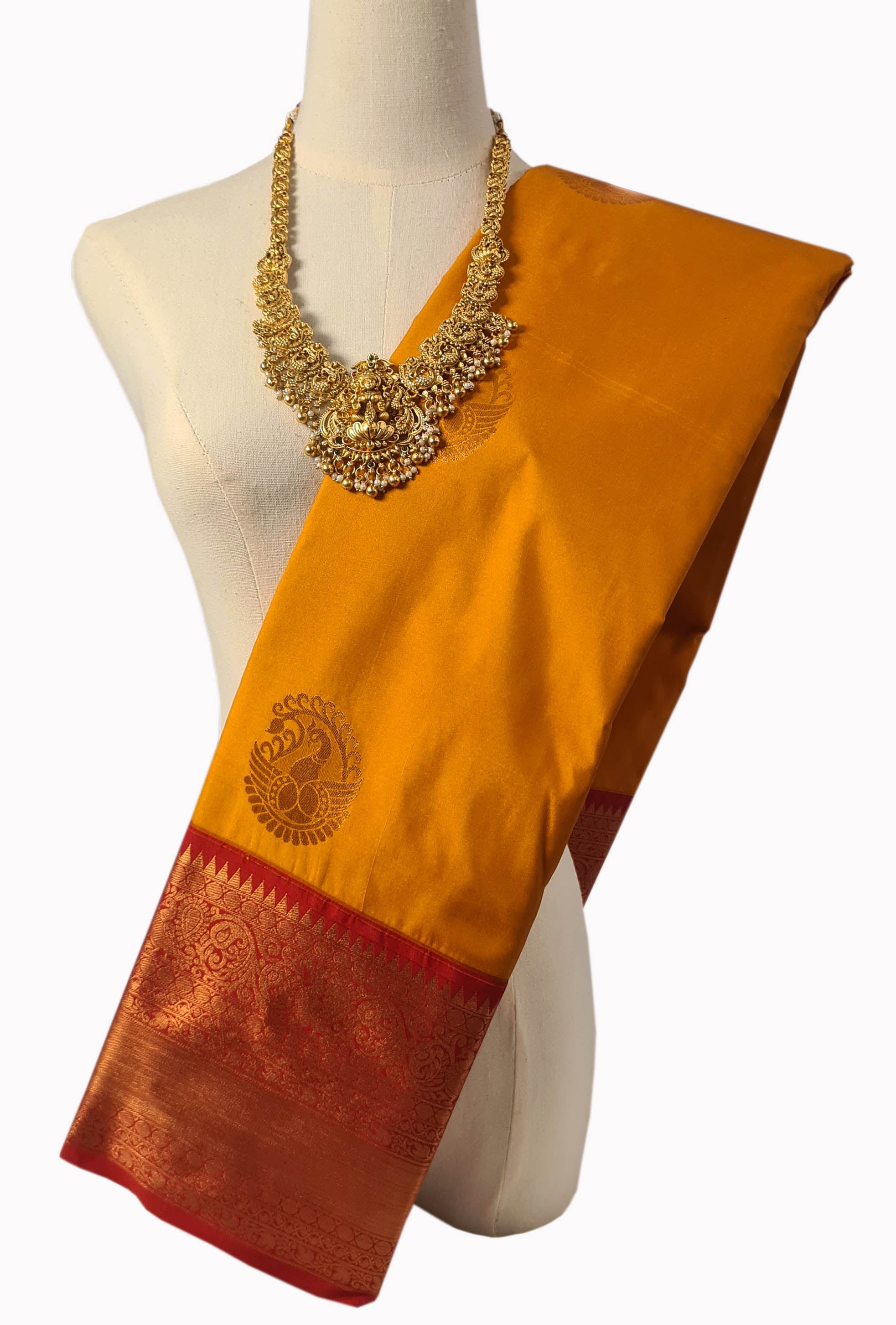 Kanchi Vegan Silk Saree With Contrast Blouse and Rich Jari Pallu