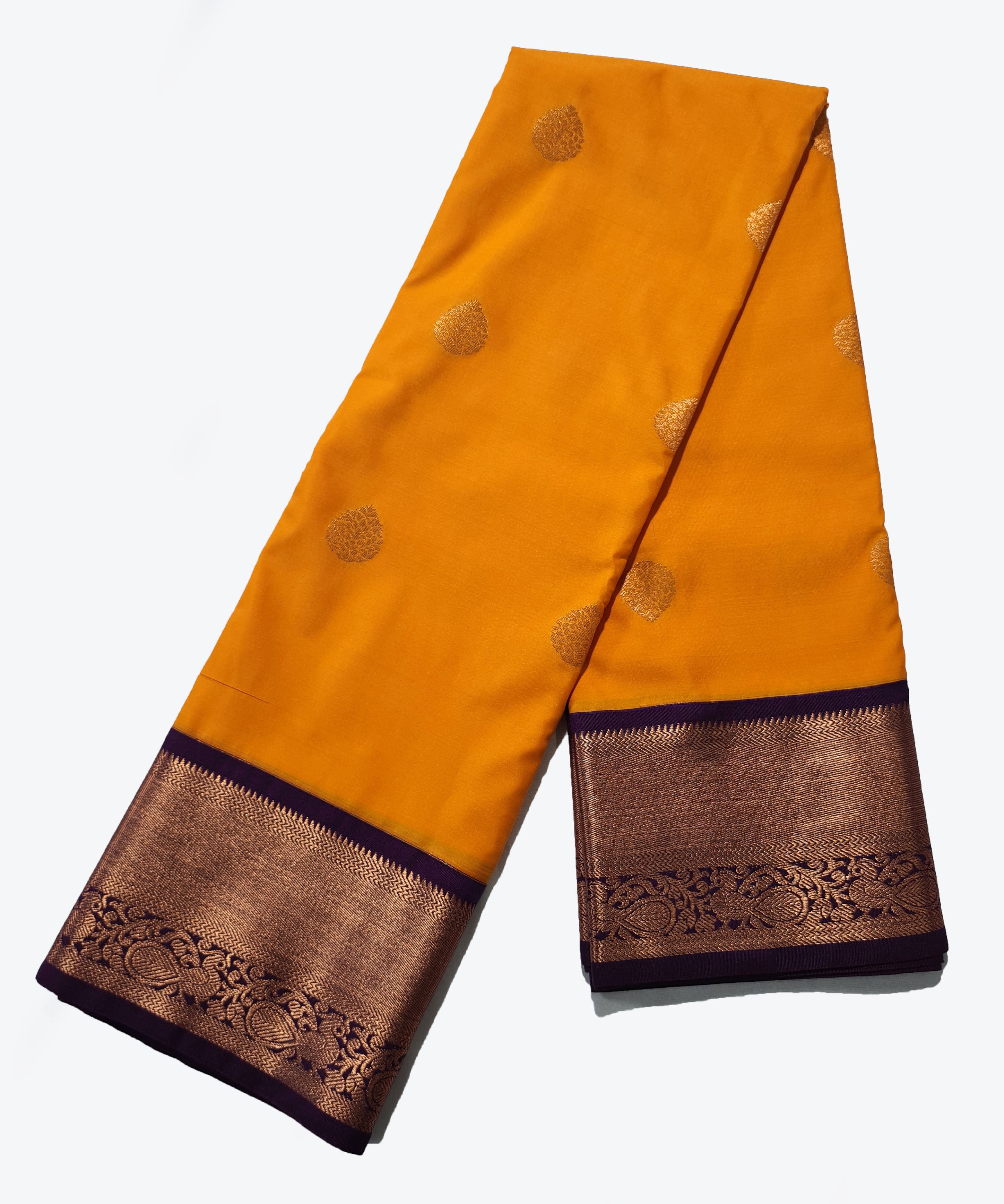 Kanchi Vegan Silk Saree With Contrast Blouse and Rich Jari Pallu