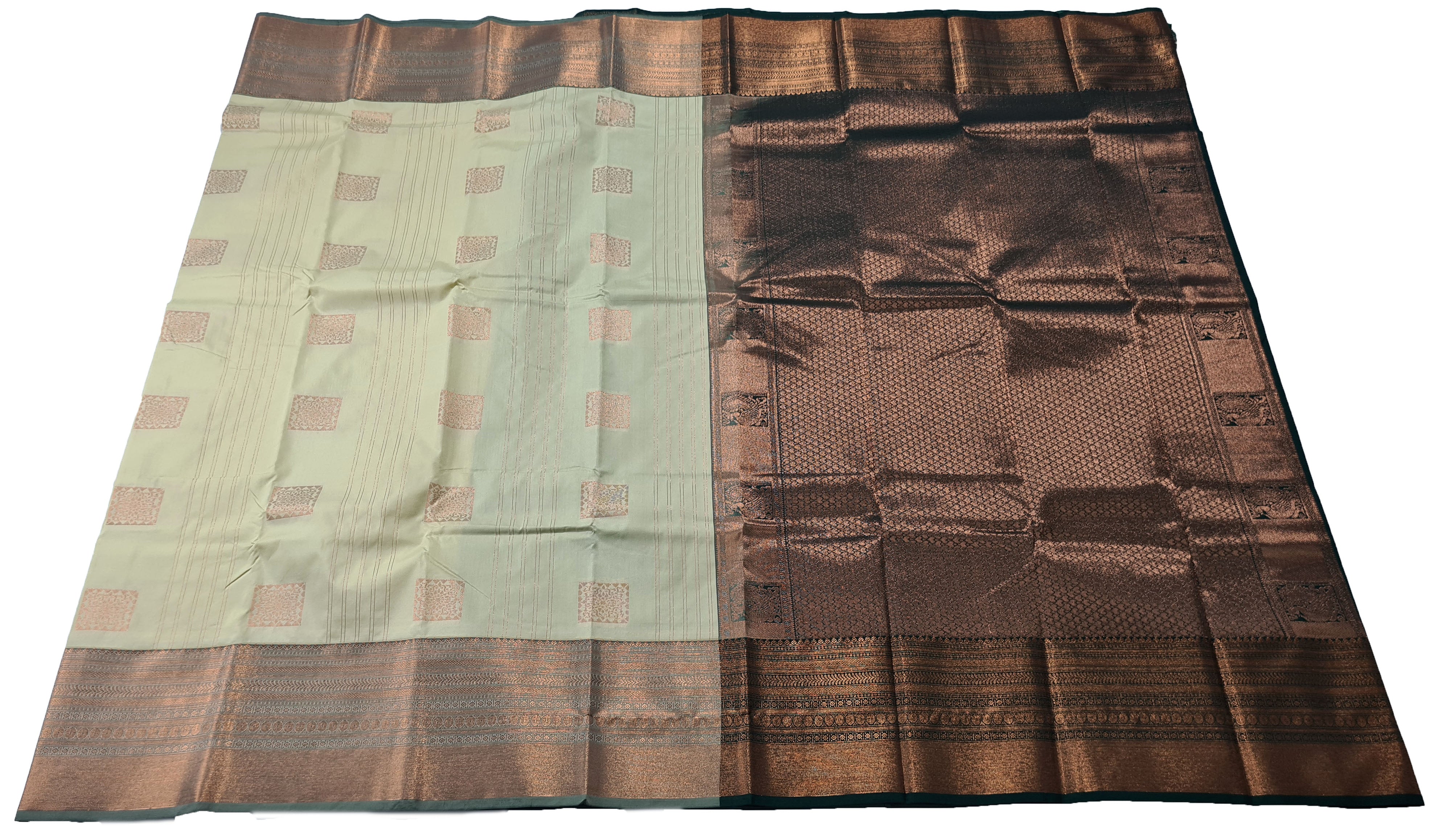 Kanchi Vegan Silk Saree With Contrast Blouse and Rich Jari Pallu