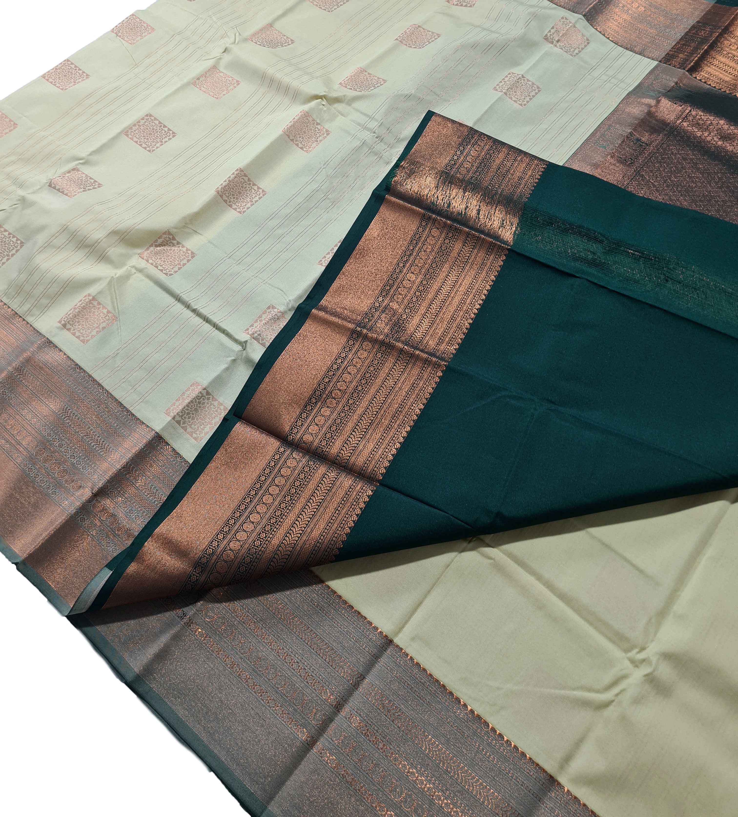 Kanchi Vegan Silk Saree With Contrast Blouse and Rich Jari Pallu
