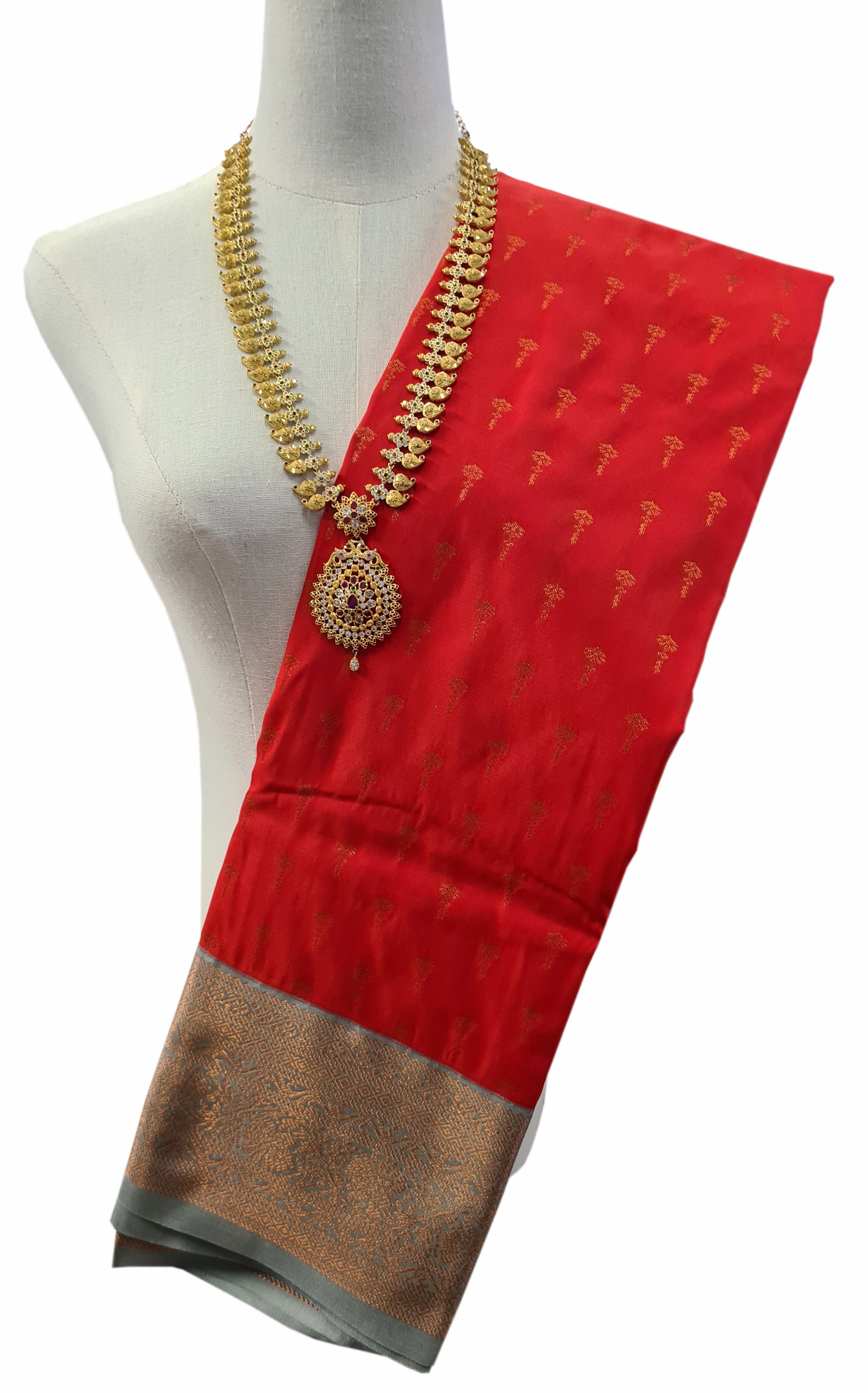 Kanchi Vegan Silk Saree With Contrast Blouse and Rich Jari Pallu