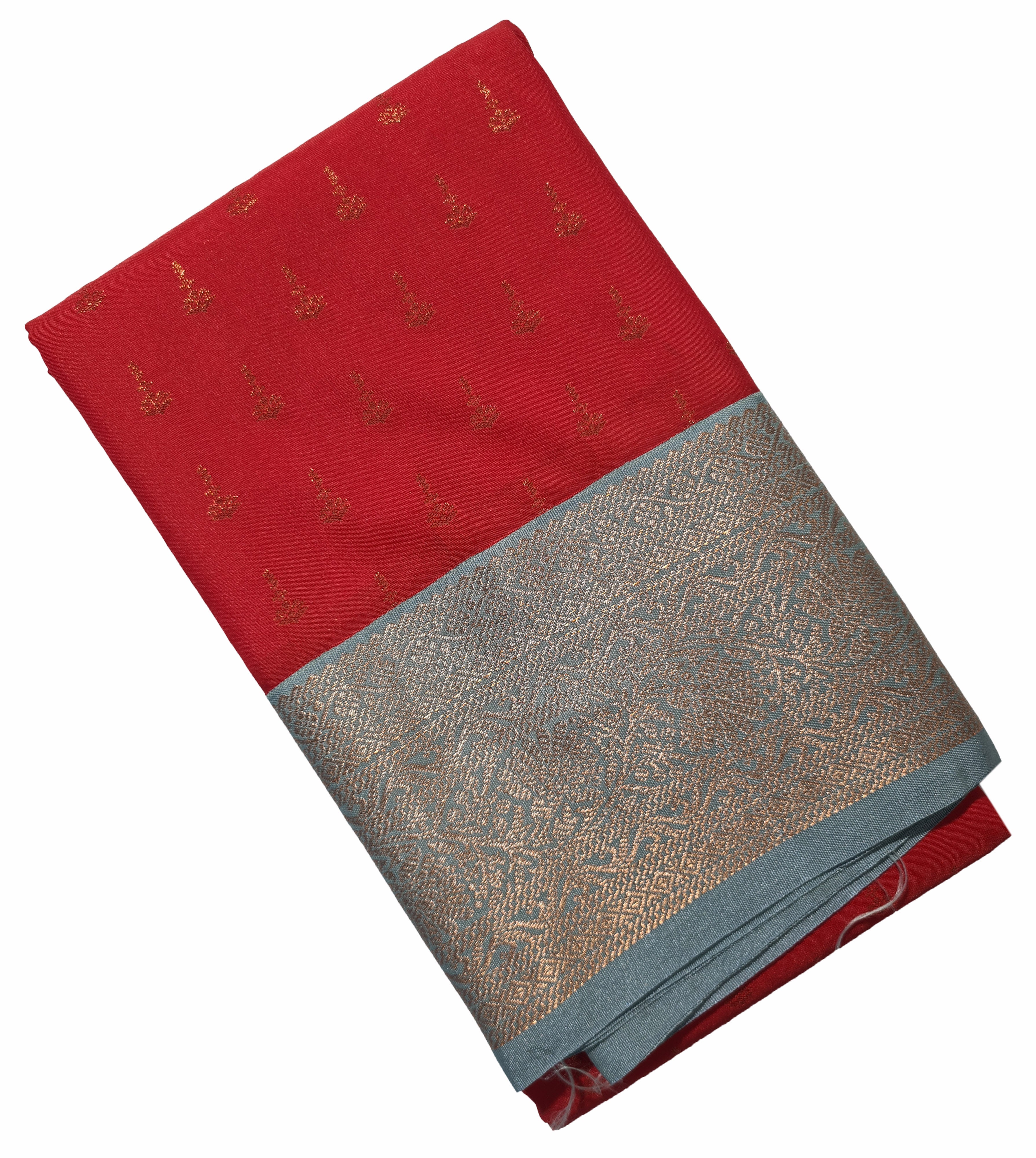 Kanchi Vegan Silk Saree With Contrast Blouse and Rich Jari Pallu