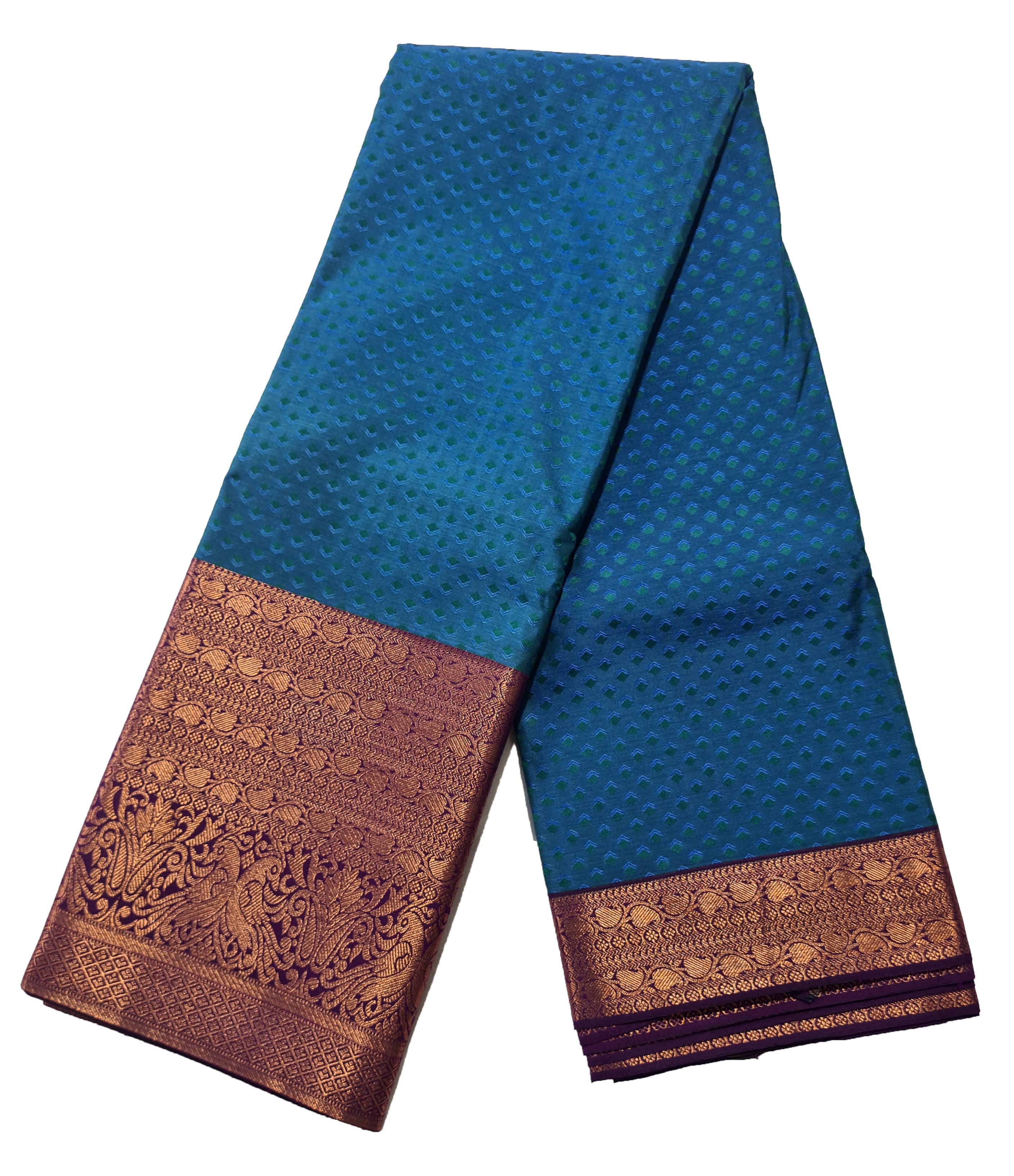 Kanchi Vegan Silk Saree With Contrast Blouse and Rich Jari Pallu