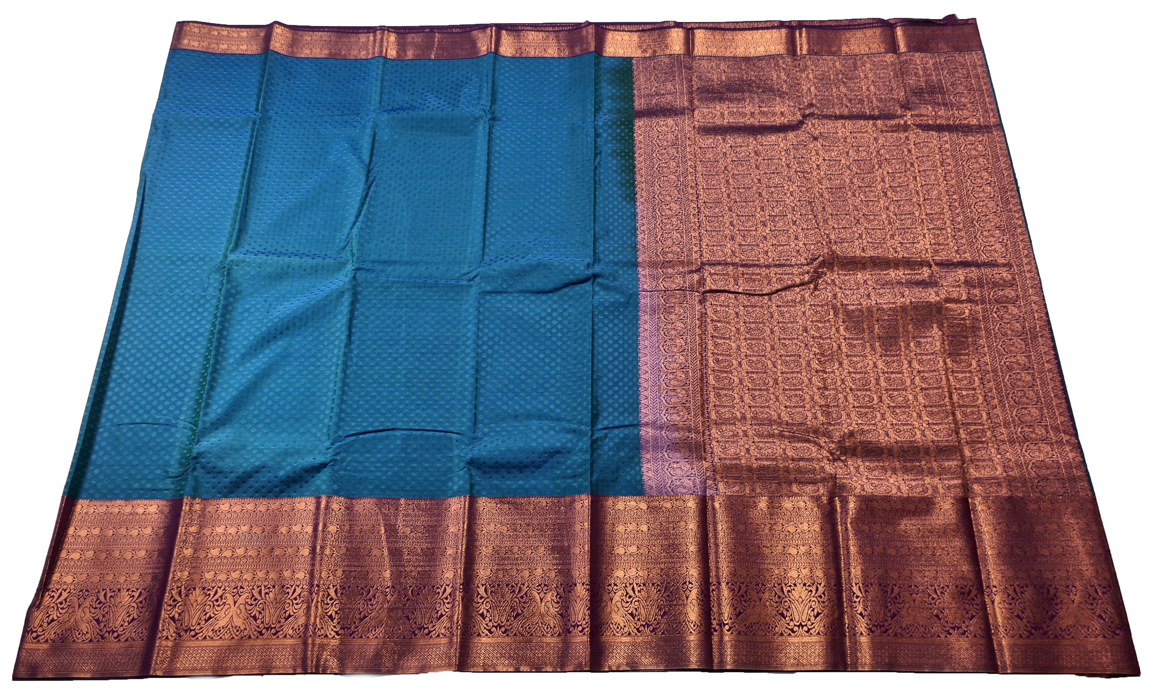 Kanchi Vegan Silk Saree With Contrast Blouse and Rich Jari Pallu