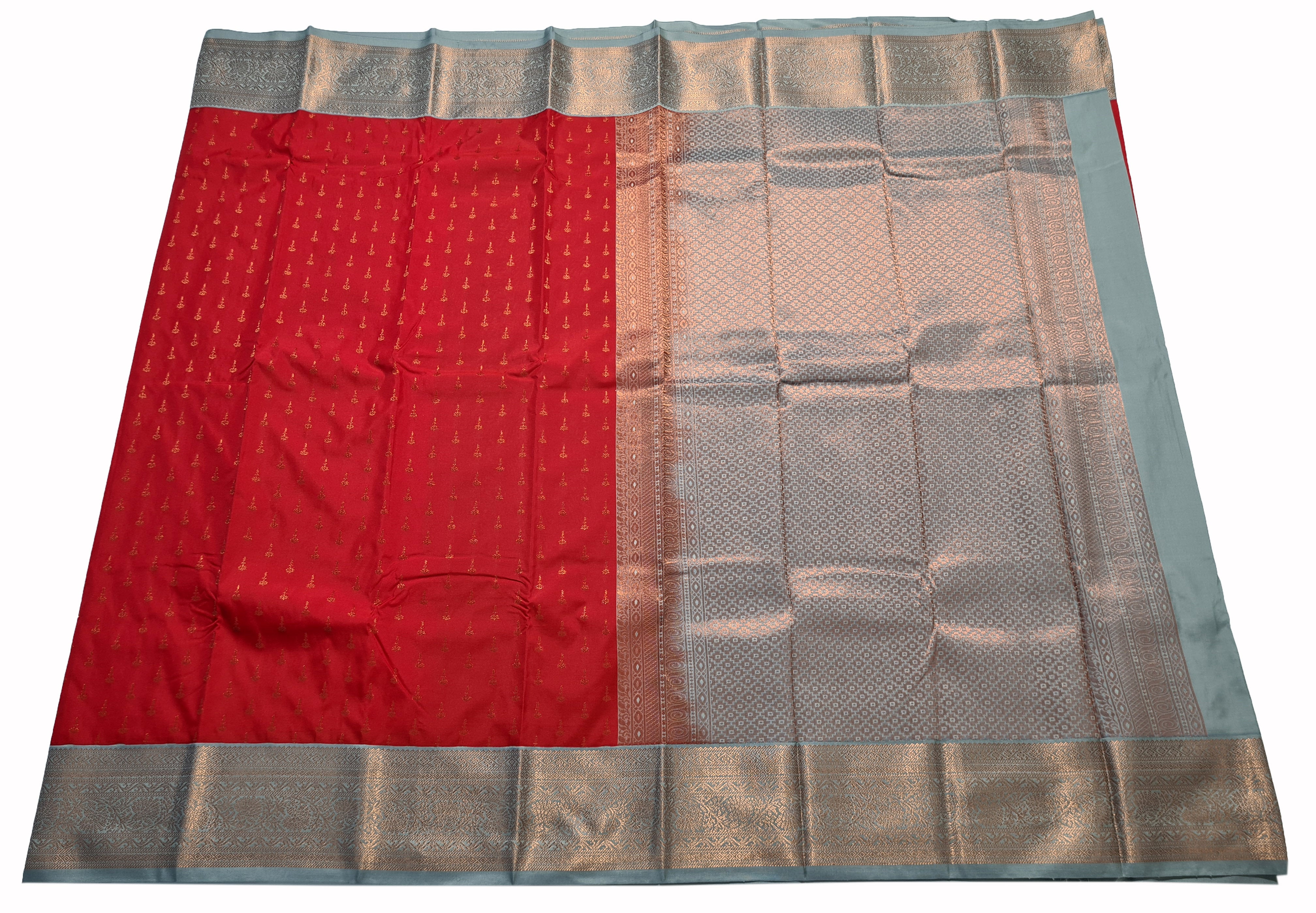 Kanchi Vegan Silk Saree With Contrast Blouse and Rich Jari Pallu