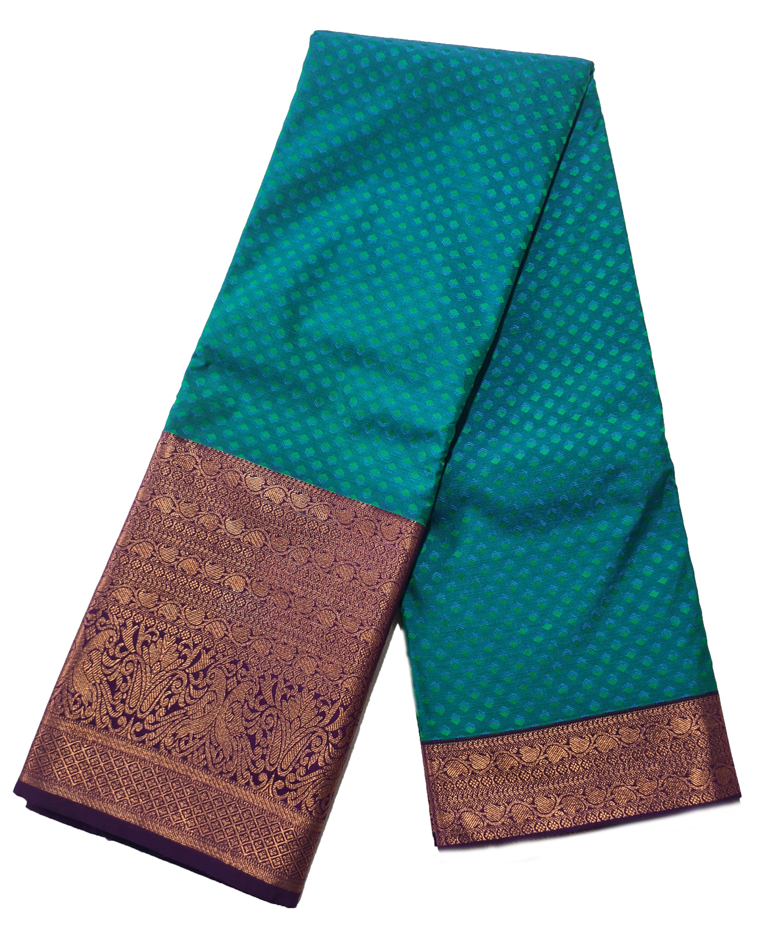 Kanchi Vegan Silk Saree With Contrast Blouse and Rich Jari Pallu