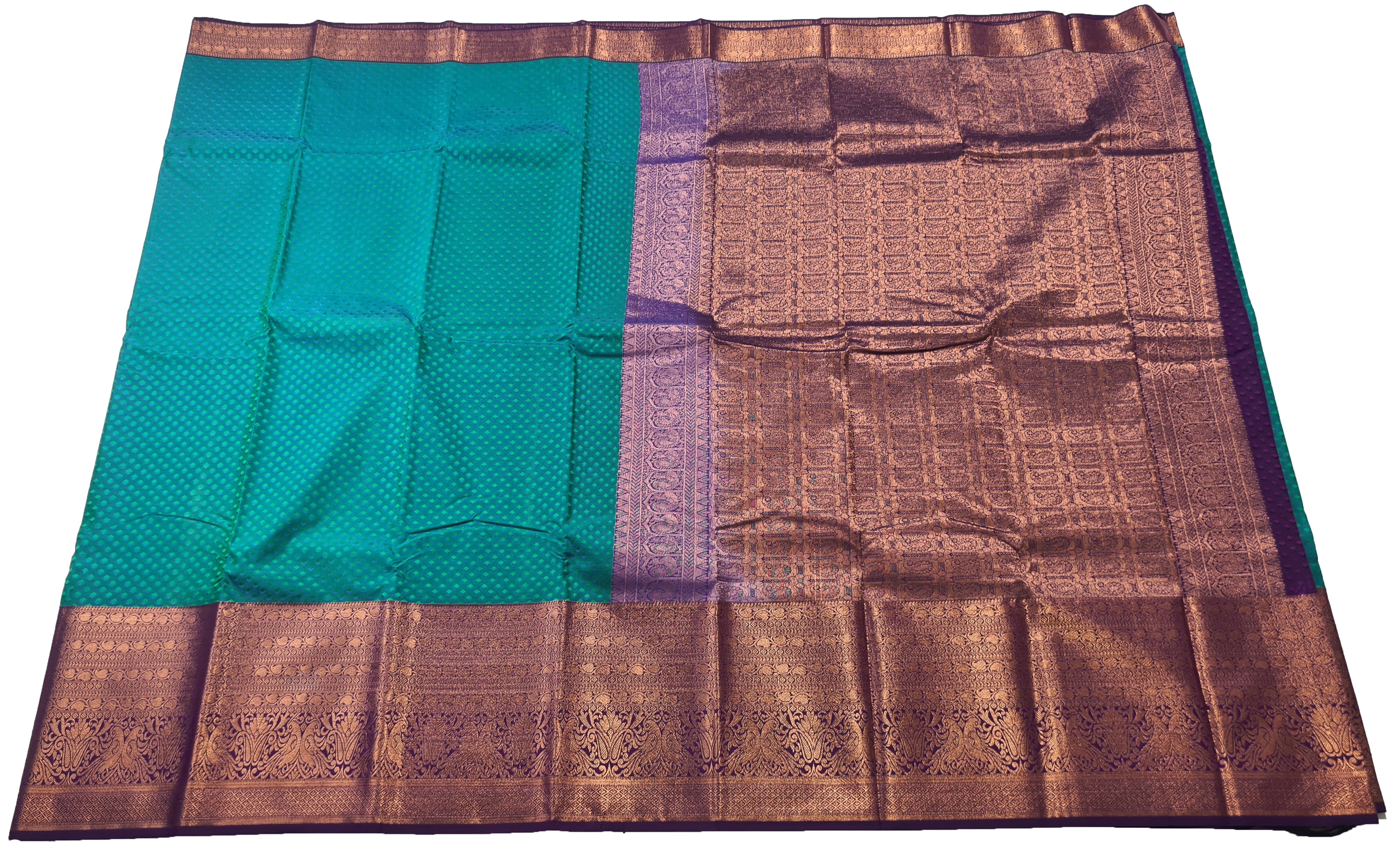 Kanchi Vegan Silk Saree With Contrast Blouse and Rich Jari Pallu
