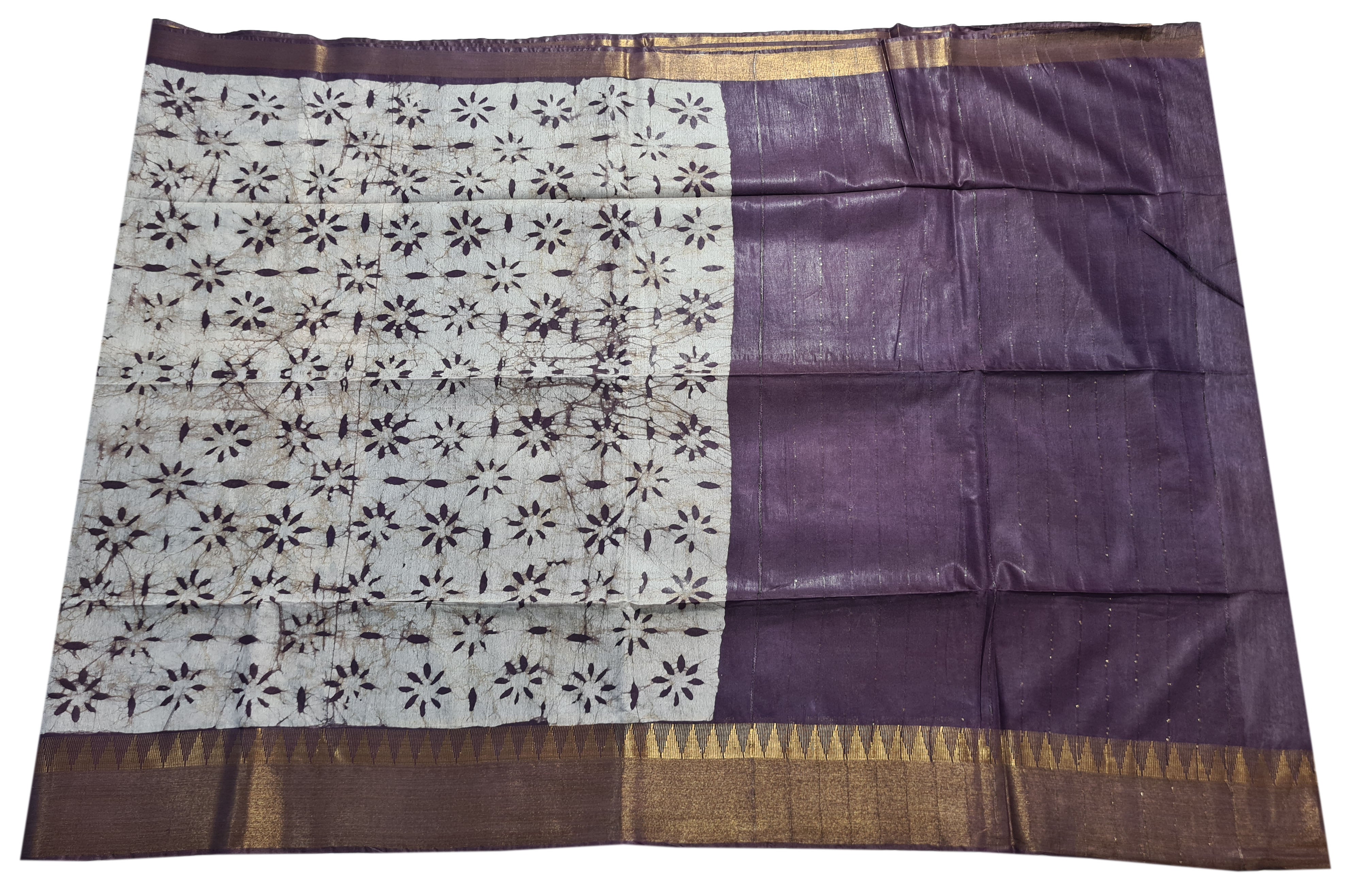 Semi tussar Antic Design Sarees