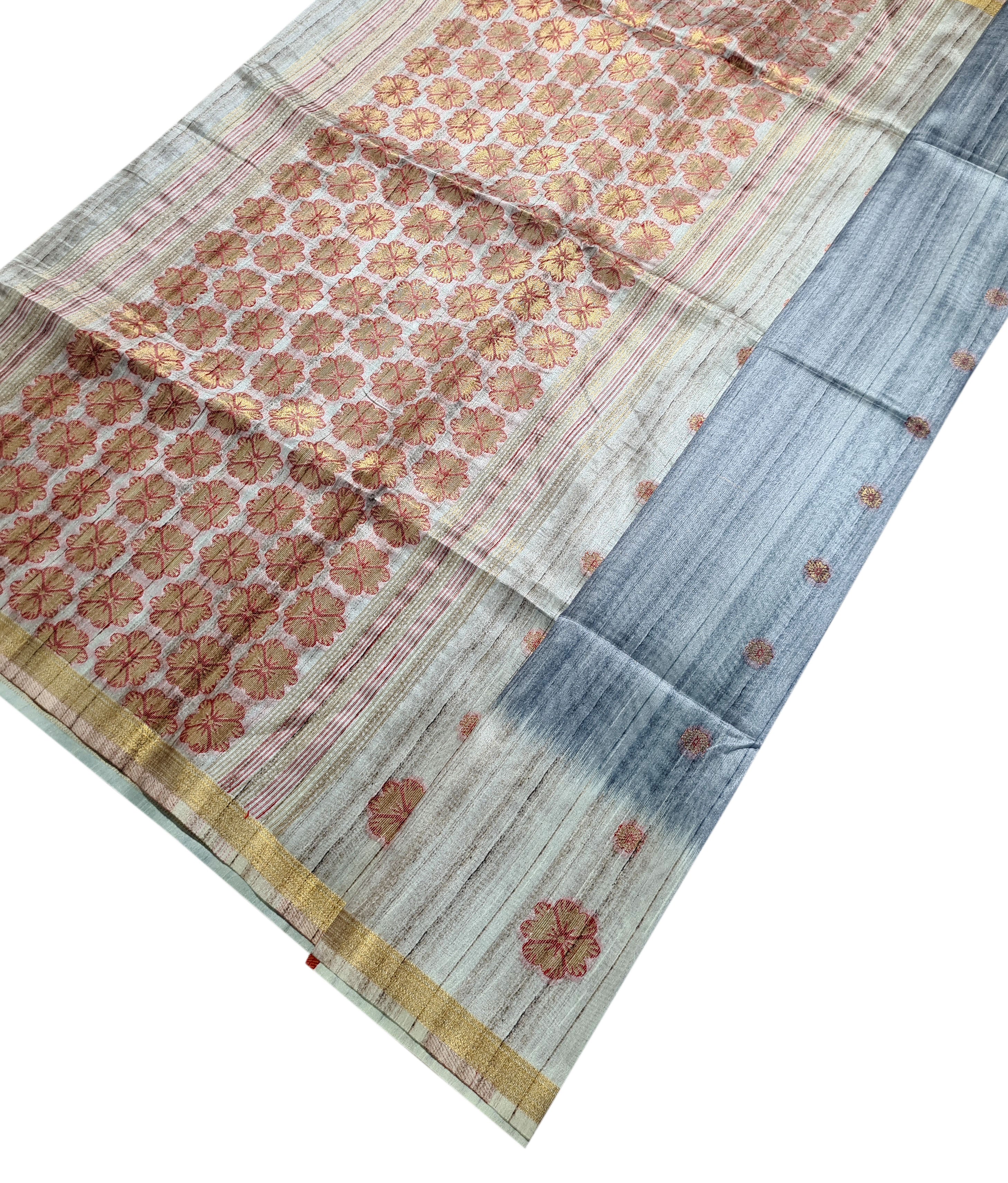 Semi Tussar Antic Design Sarees