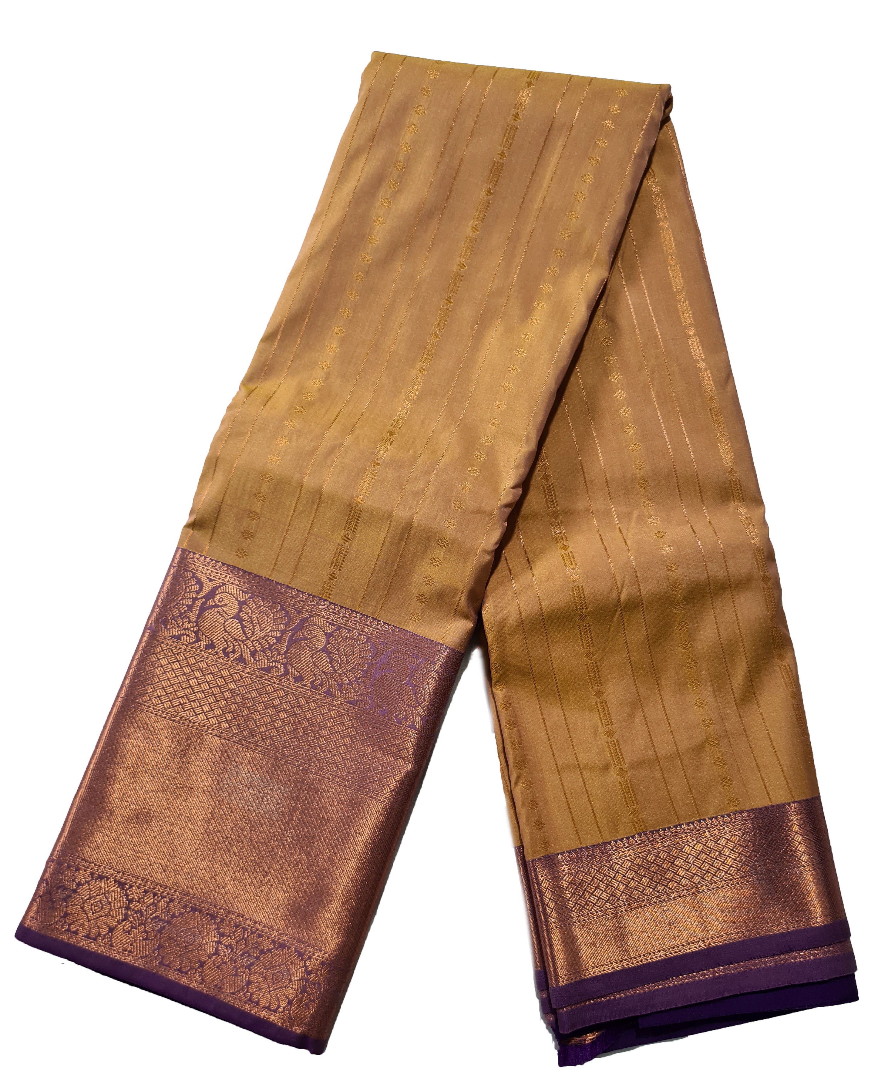 Kanchi Vegan Silk Saree With Contrast Blouse and Rich Jari Pallu