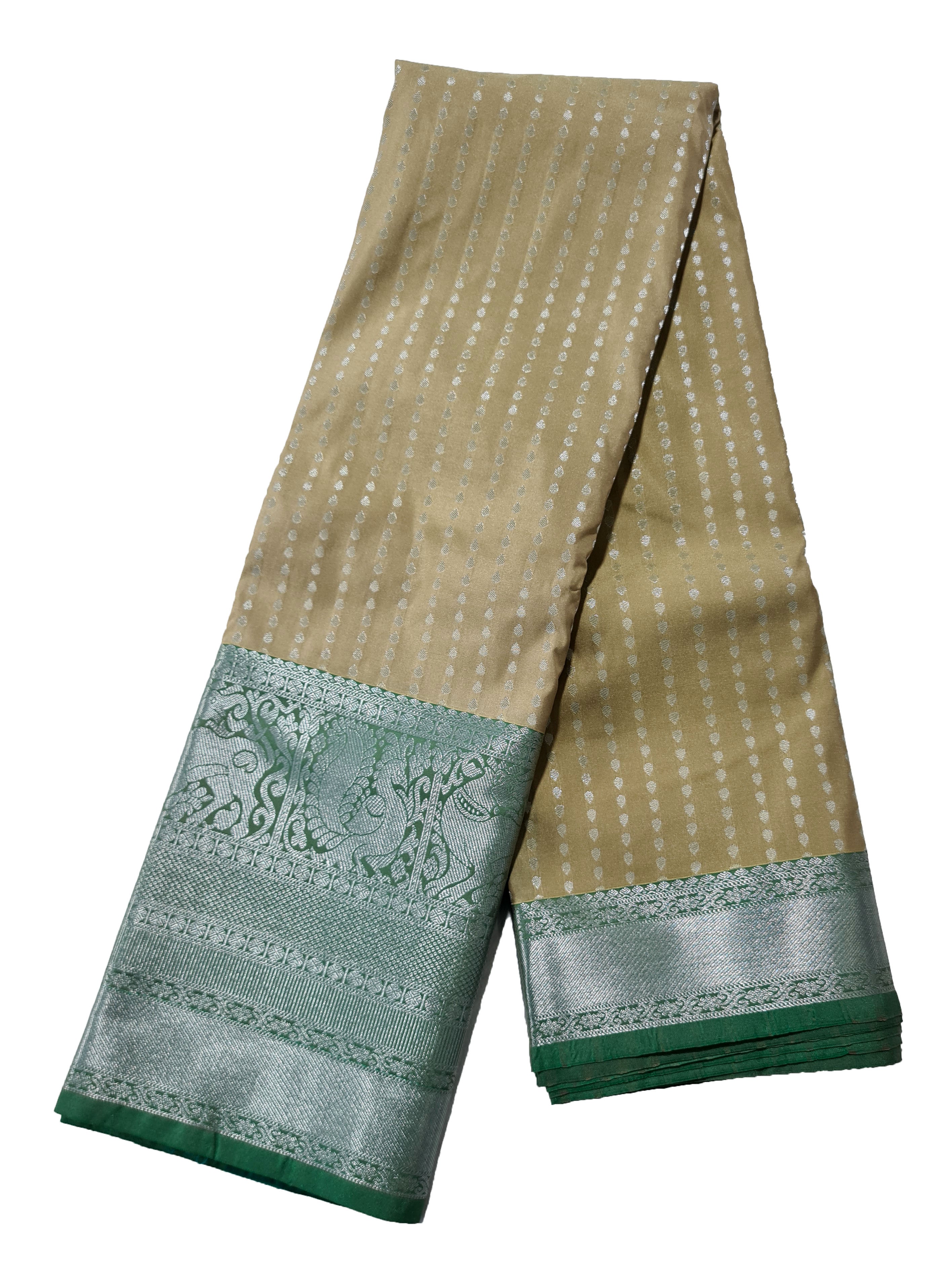 Kanchi Vegan Silk Saree With Contrast Blouse and Rich Jari Pallu