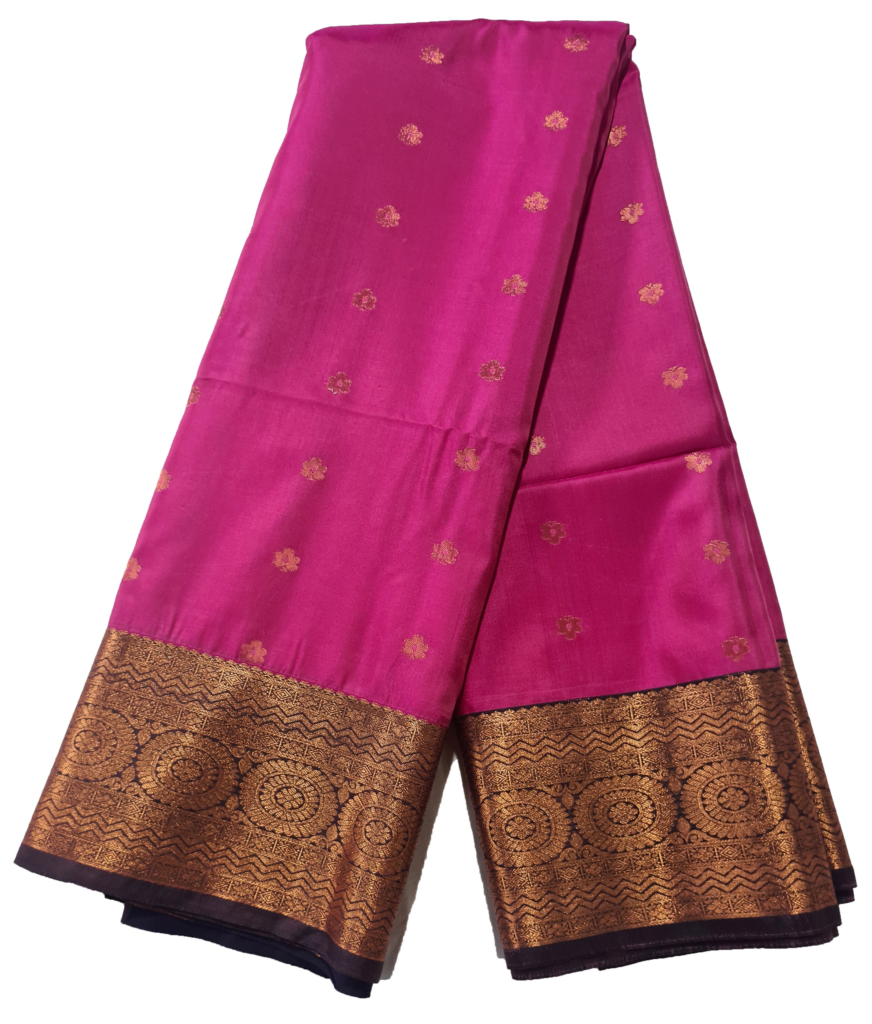 Kanchi Vegan Silk Saree With Contrast Blouse and Rich Jari Pallu