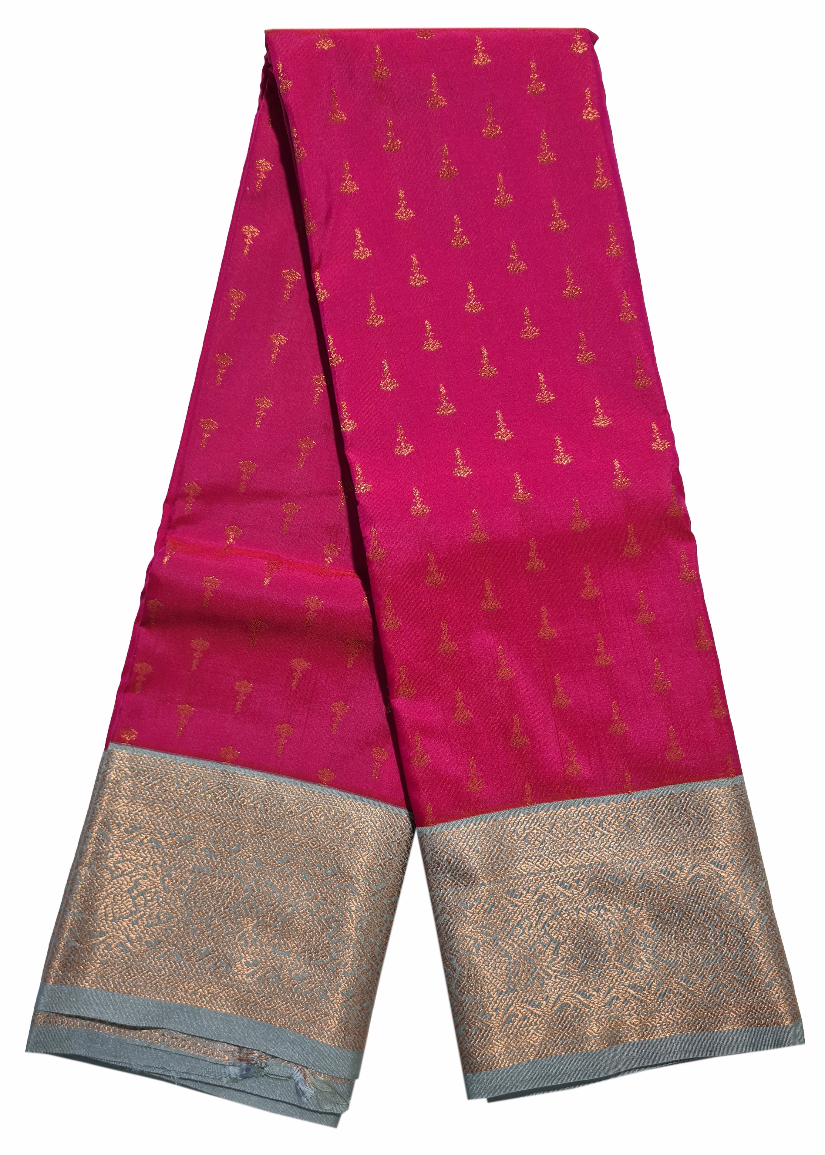 Kanchi Vegan Silk Saree With Contrast Blouse and Rich Jari Pallu