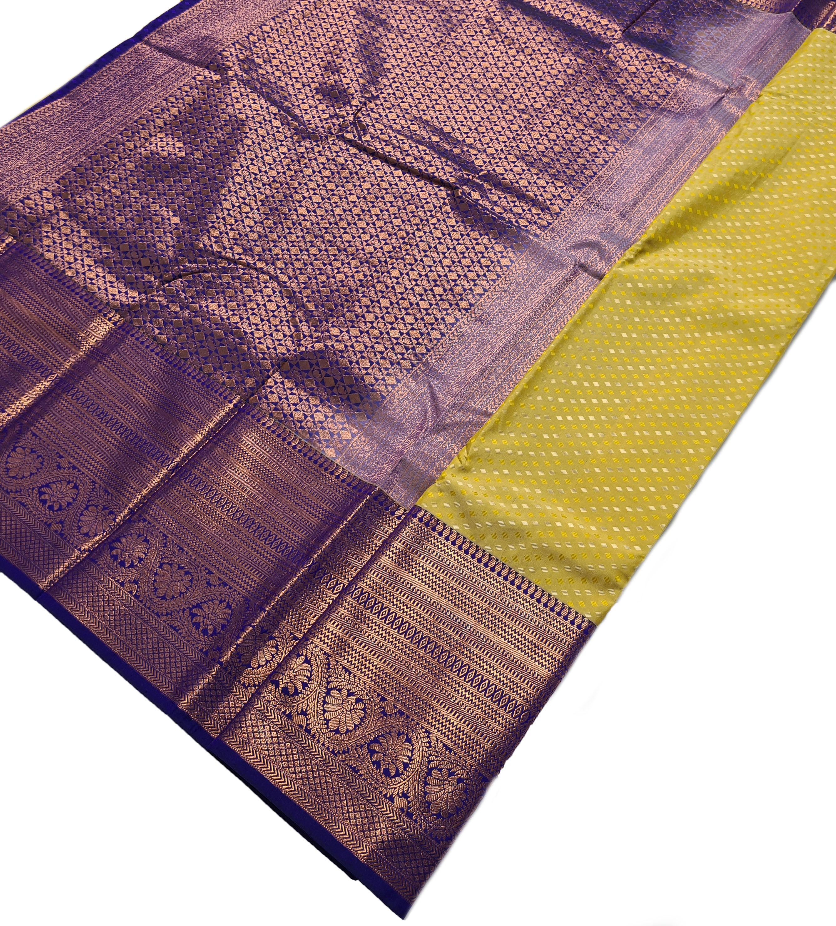 Kanchi Vegan Silk Saree With Contrast Blouse and Rich Jari Pallu
