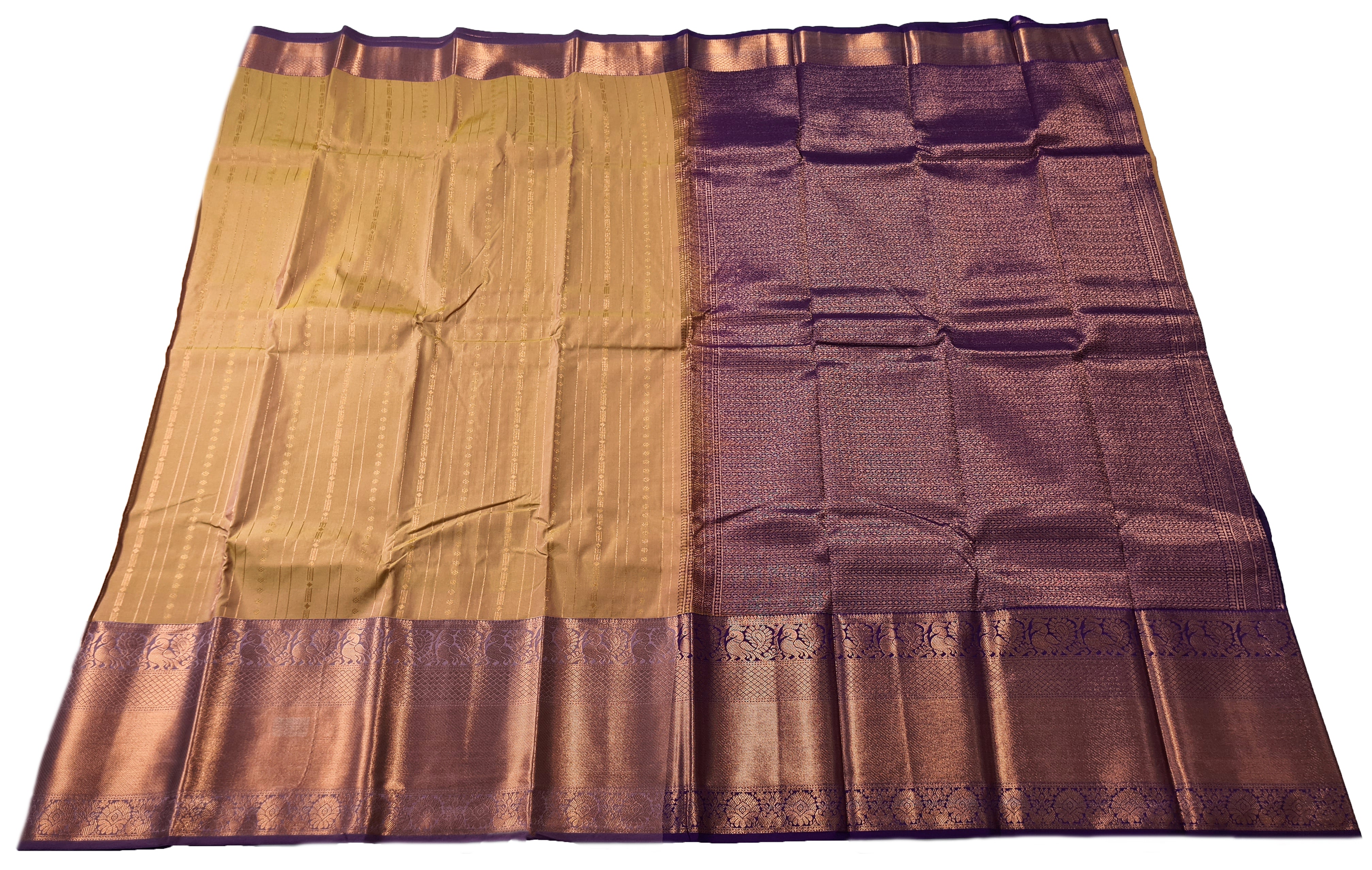 Kanchi Vegan Silk Saree With Contrast Blouse and Rich Jari Pallu