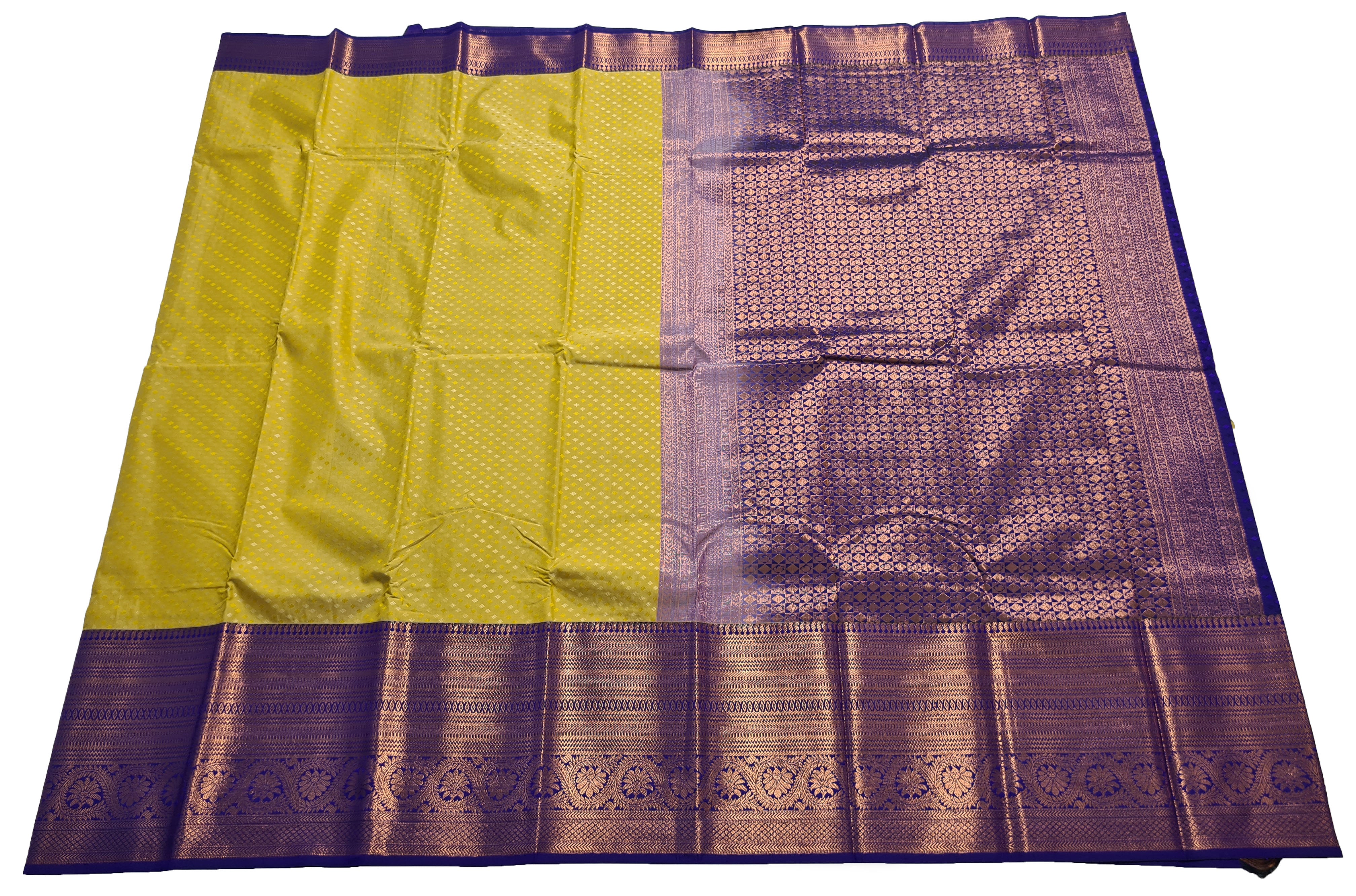 Kanchi Vegan Silk Saree With Contrast Blouse and Rich Jari Pallu