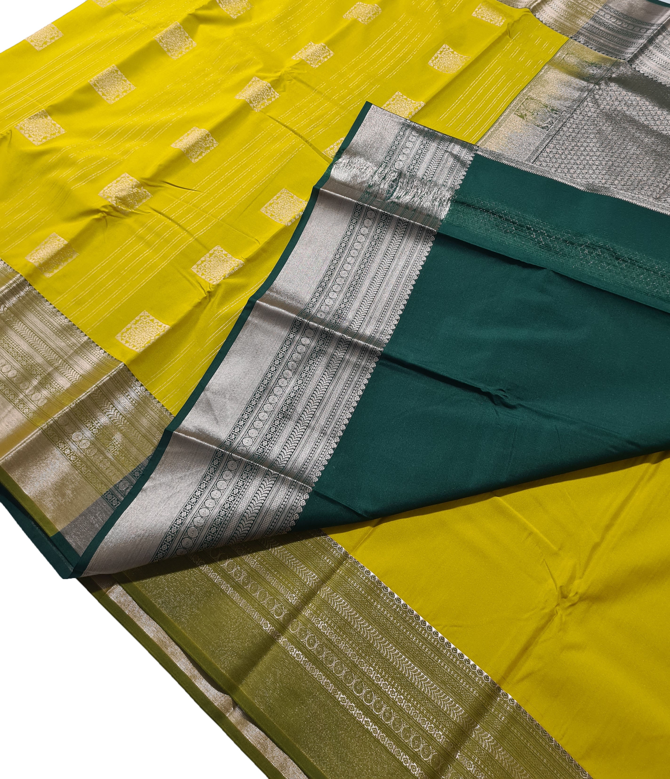 Kanchi Vegan Silk Saree With Contrast Blouse and Rich Jari Pallu