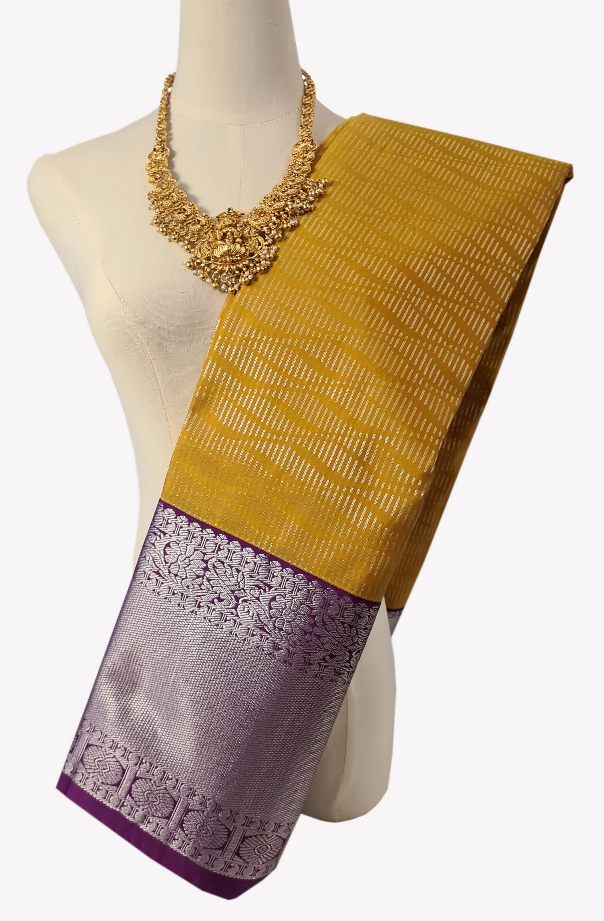 Kanchi Vegan Silk Saree With Contrast Blouse and Rich Jari Pallu