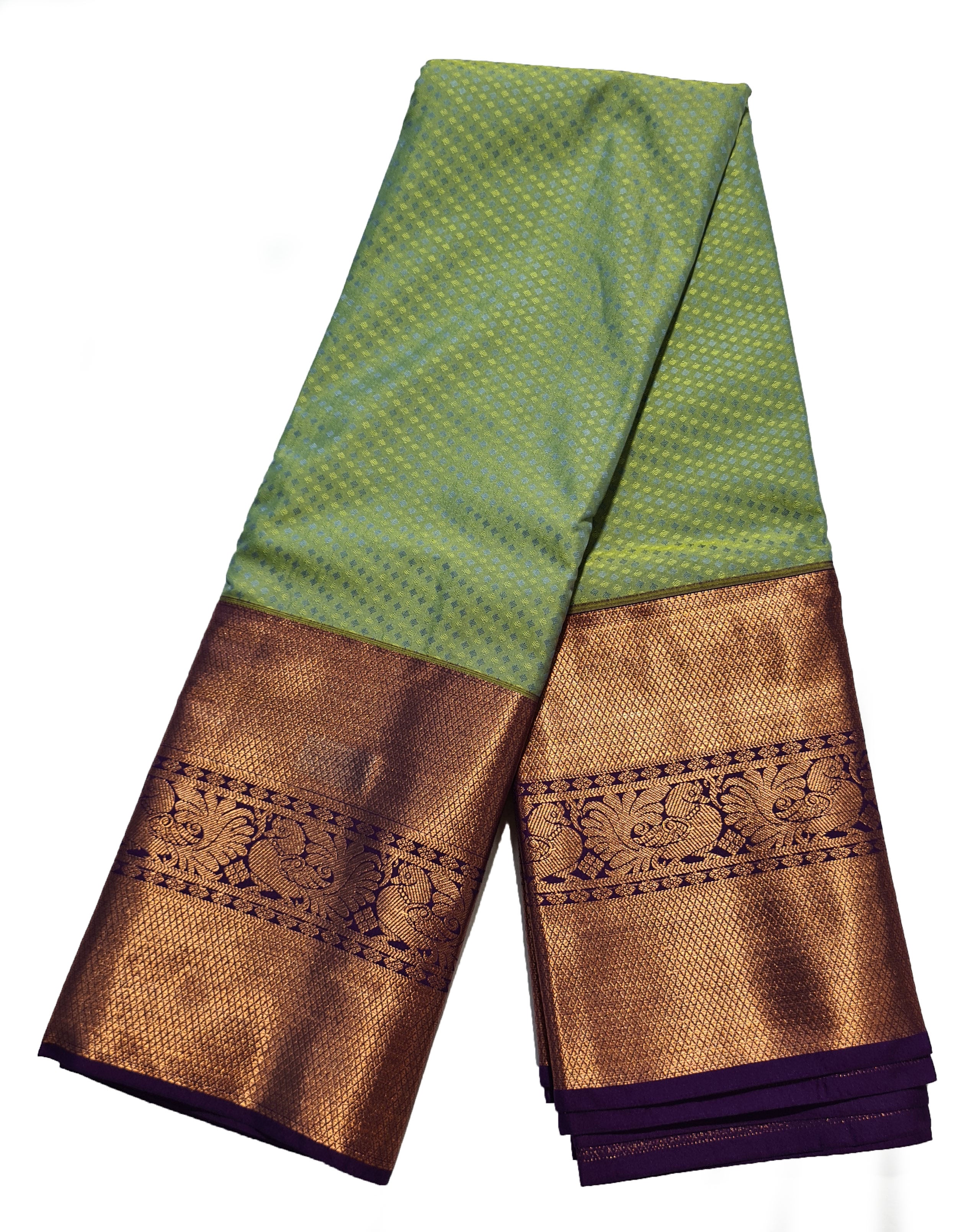 Kanchi Vegan Silk Saree With Contrast Blouse and Rich Jari Pallu
