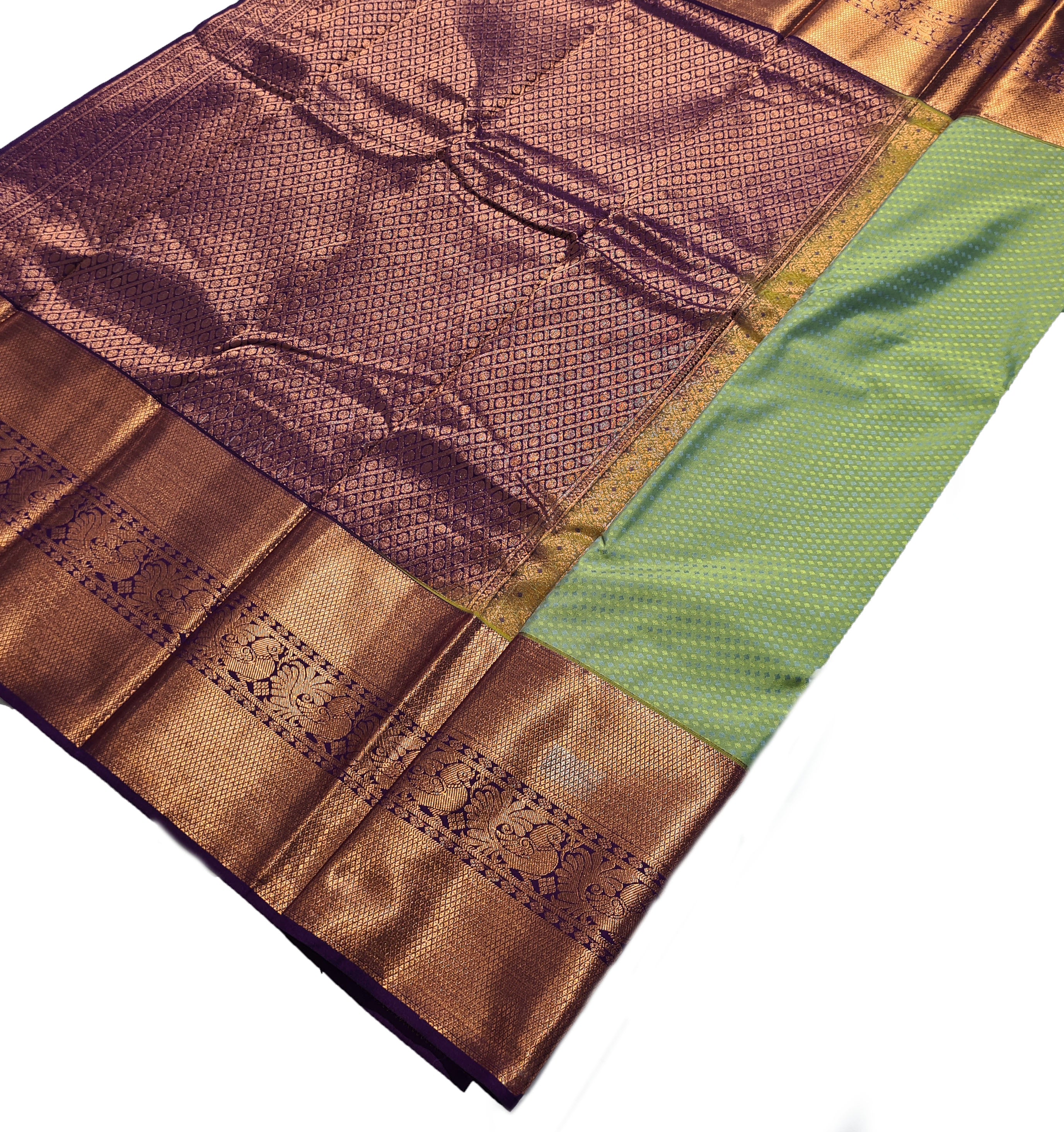 Kanchi Vegan Silk Saree With Contrast Blouse and Rich Jari Pallu