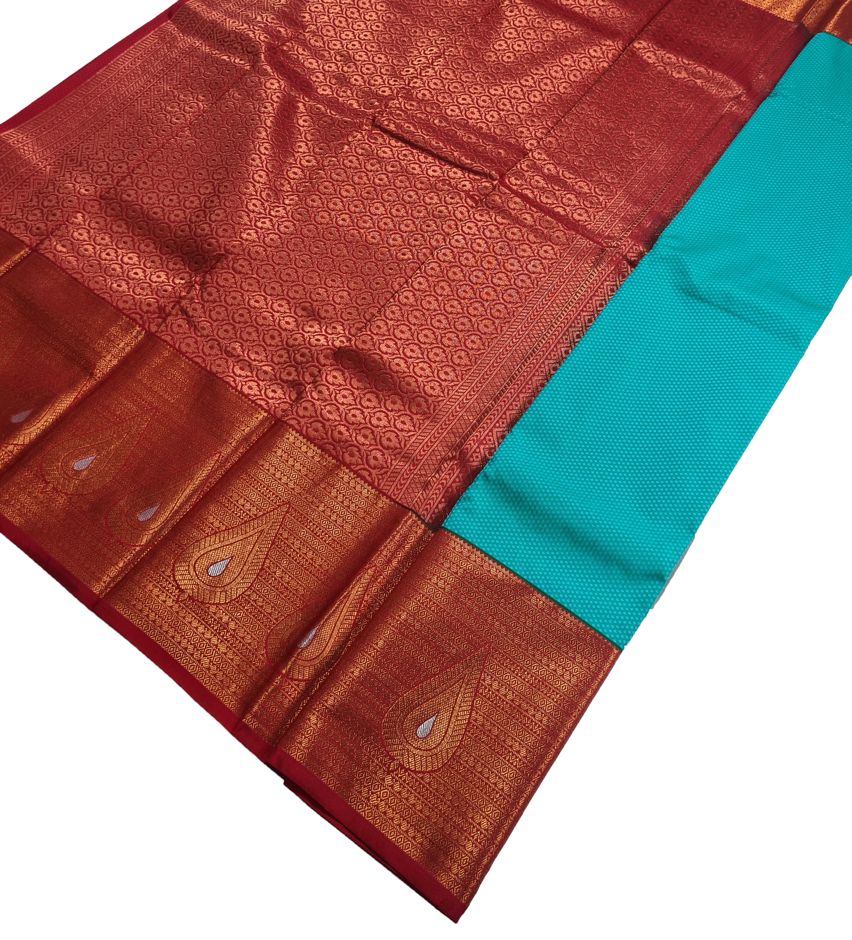 Kanchi Vegan Silk Saree With Contrast Blouse and Rich Jari Pallu