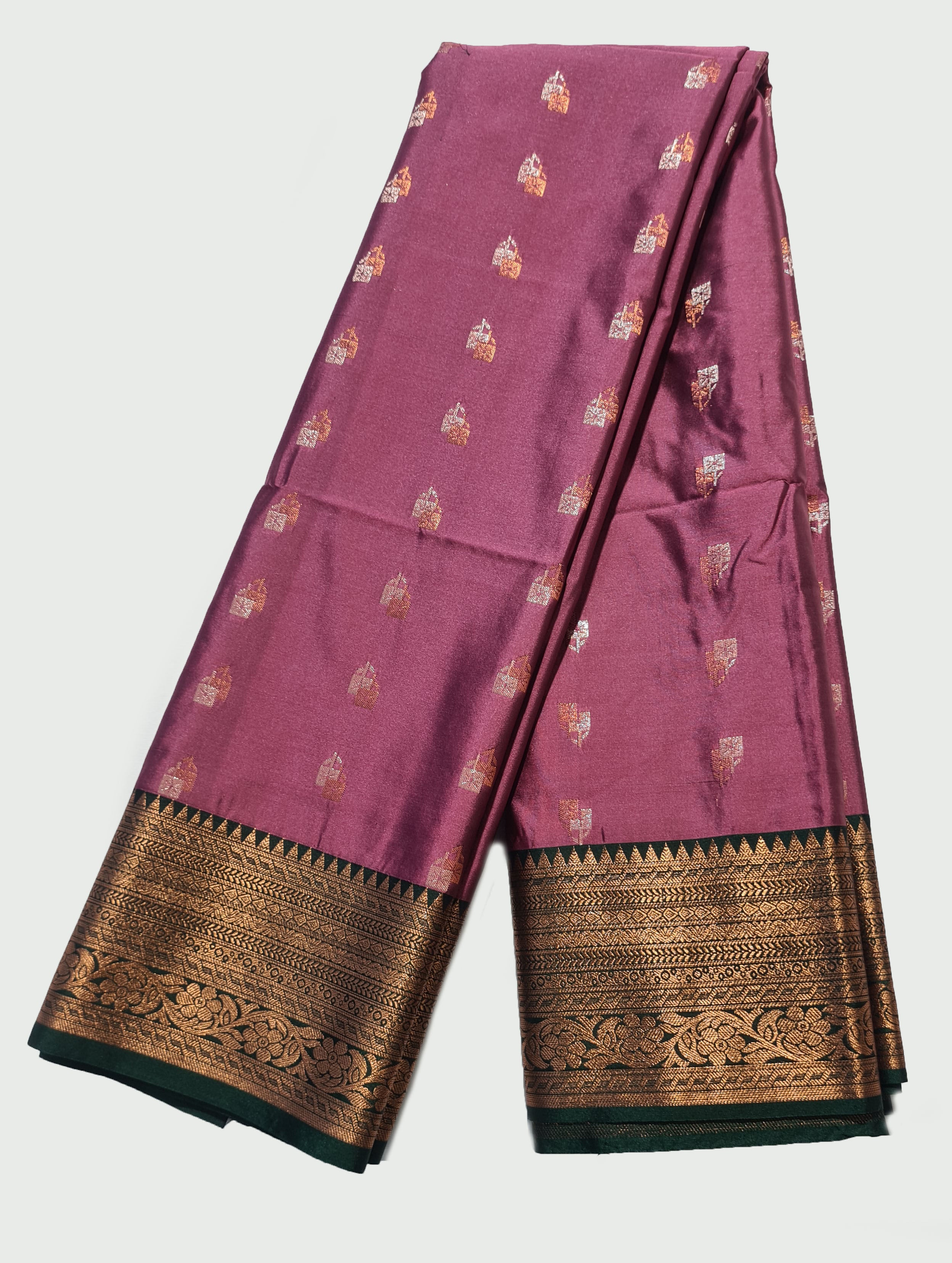 Kanchi Vegan Silk Saree With Contrast Blouse and Rich Jari Pallu