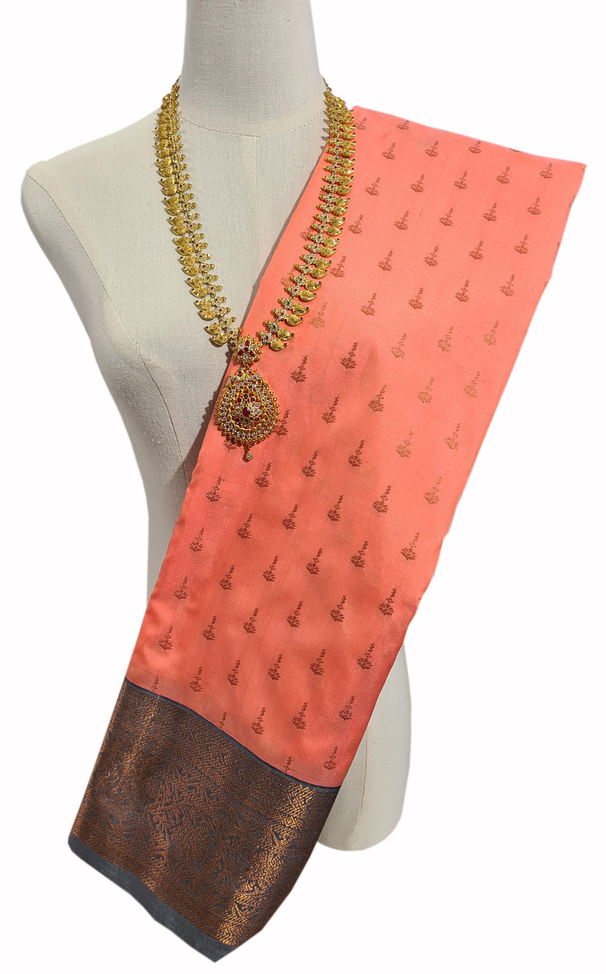 Kanchi Vegan Silk Saree With Contrast Blouse and Rich Jari Pallu